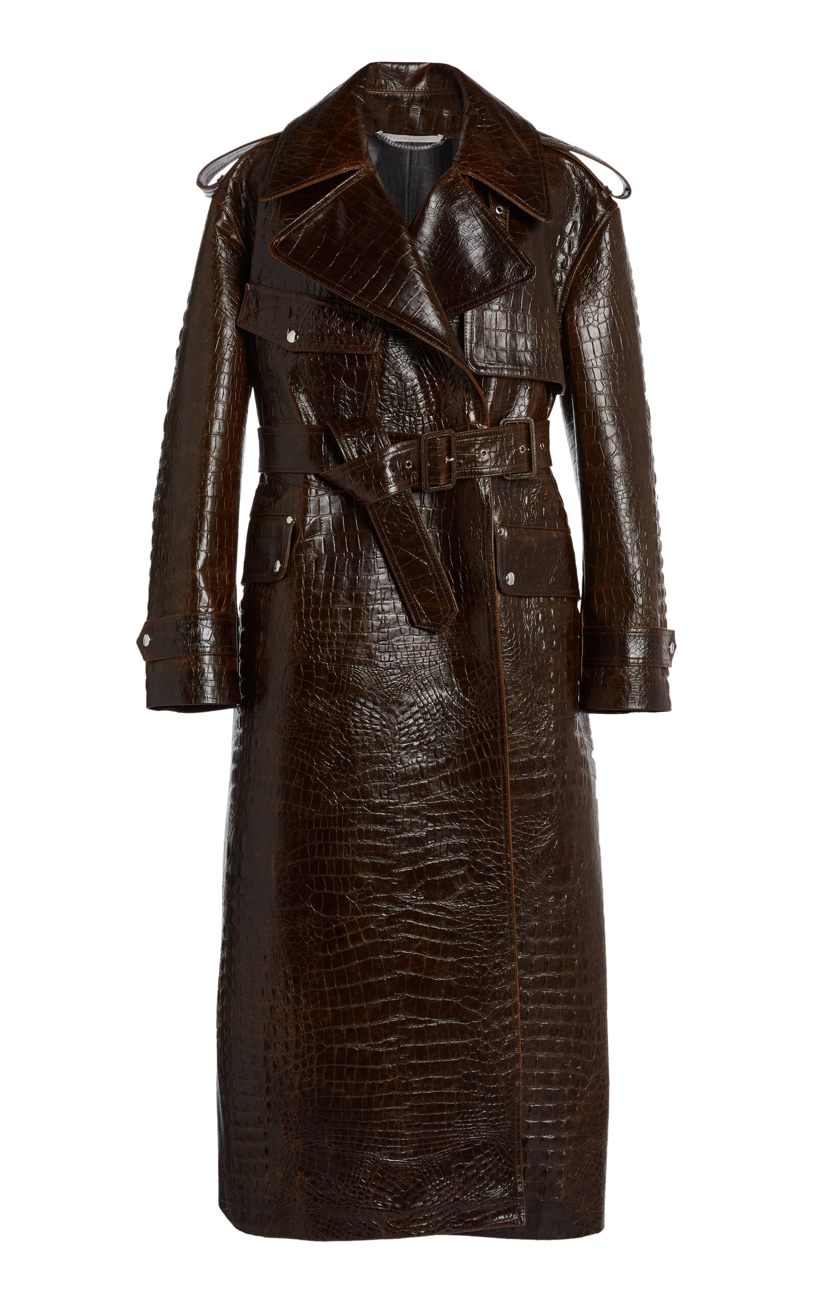 Stella McCartney Croc-Embossed Altermat Trench Coat - Brown