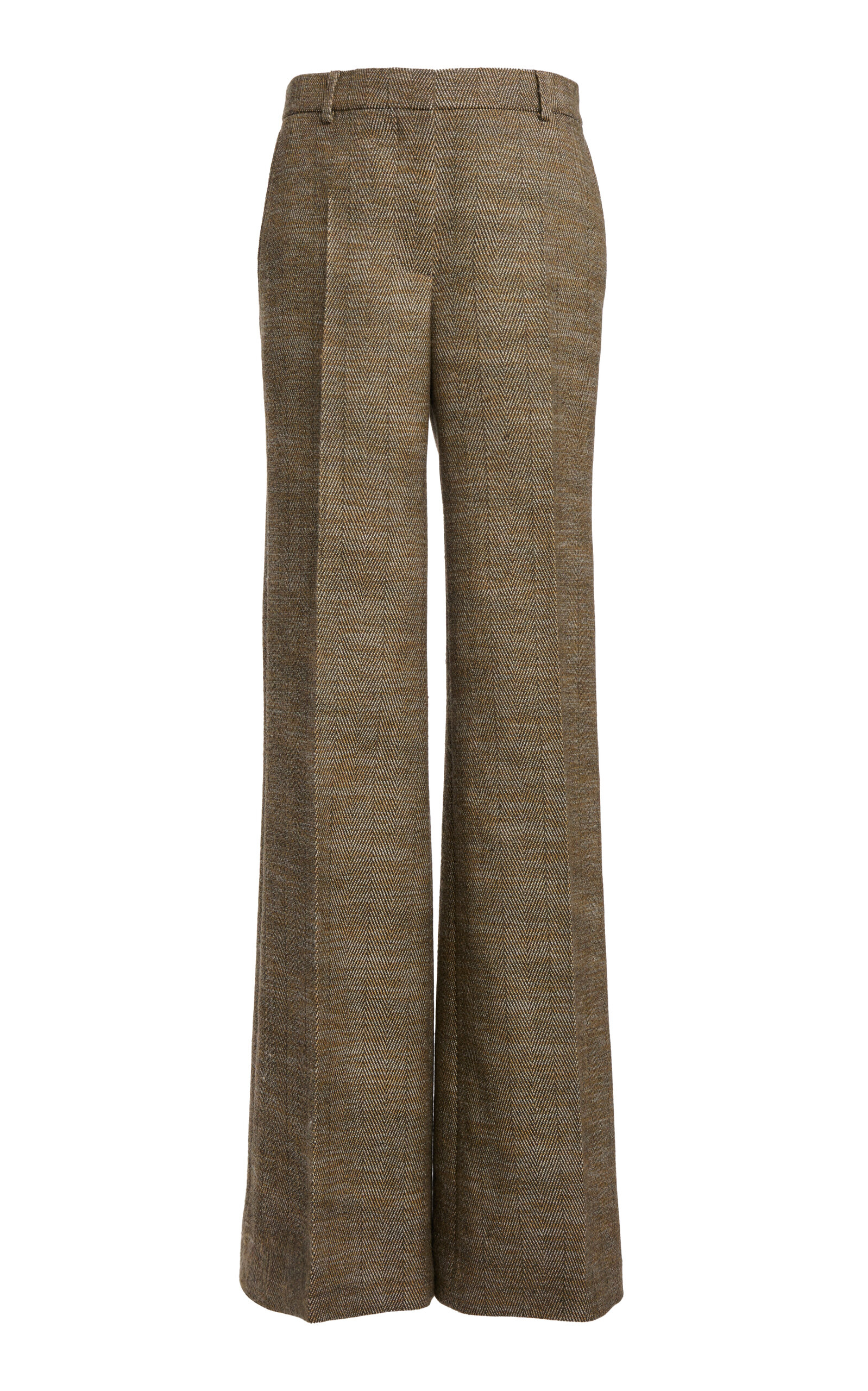 Stella Mccartney Low-rise Wool-blend Flared-leg Pants In Light Grey