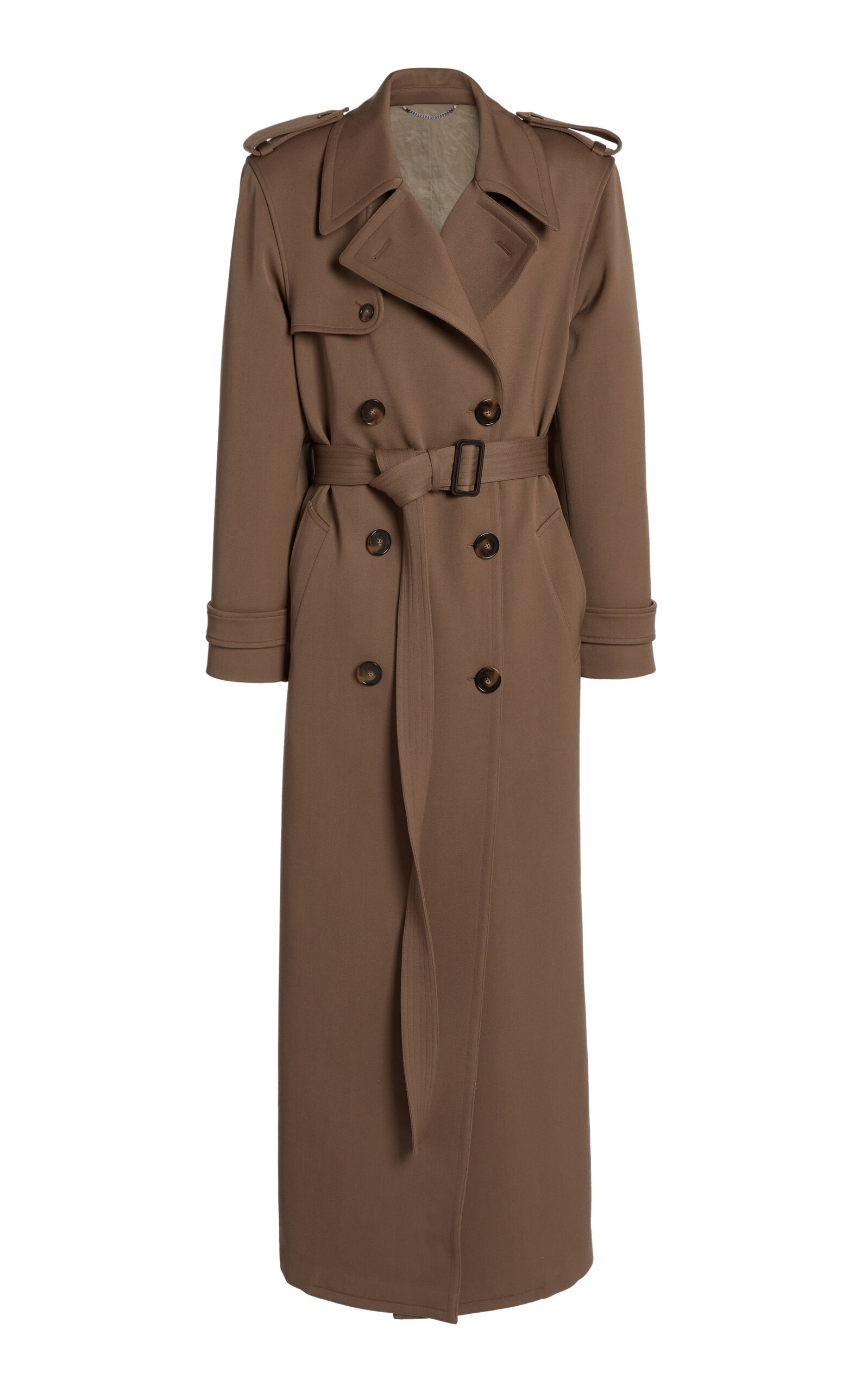 Stella Mccartney Oversized Wool Trench Coat In Khaki