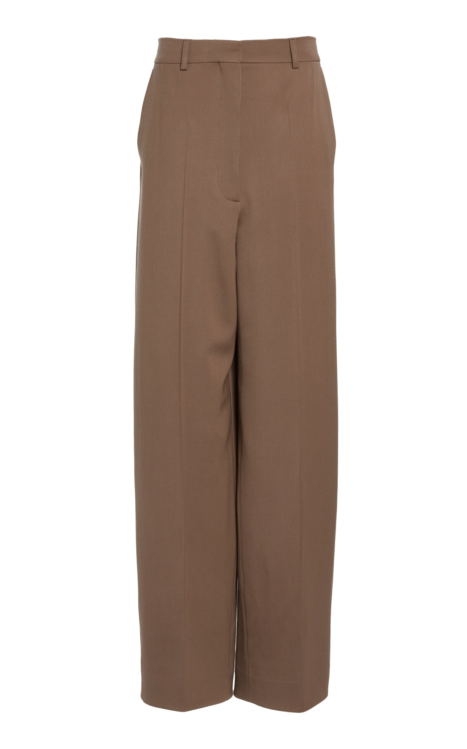 Stella Mccartney Drop-rise Wool Wide-leg Pants In Khaki