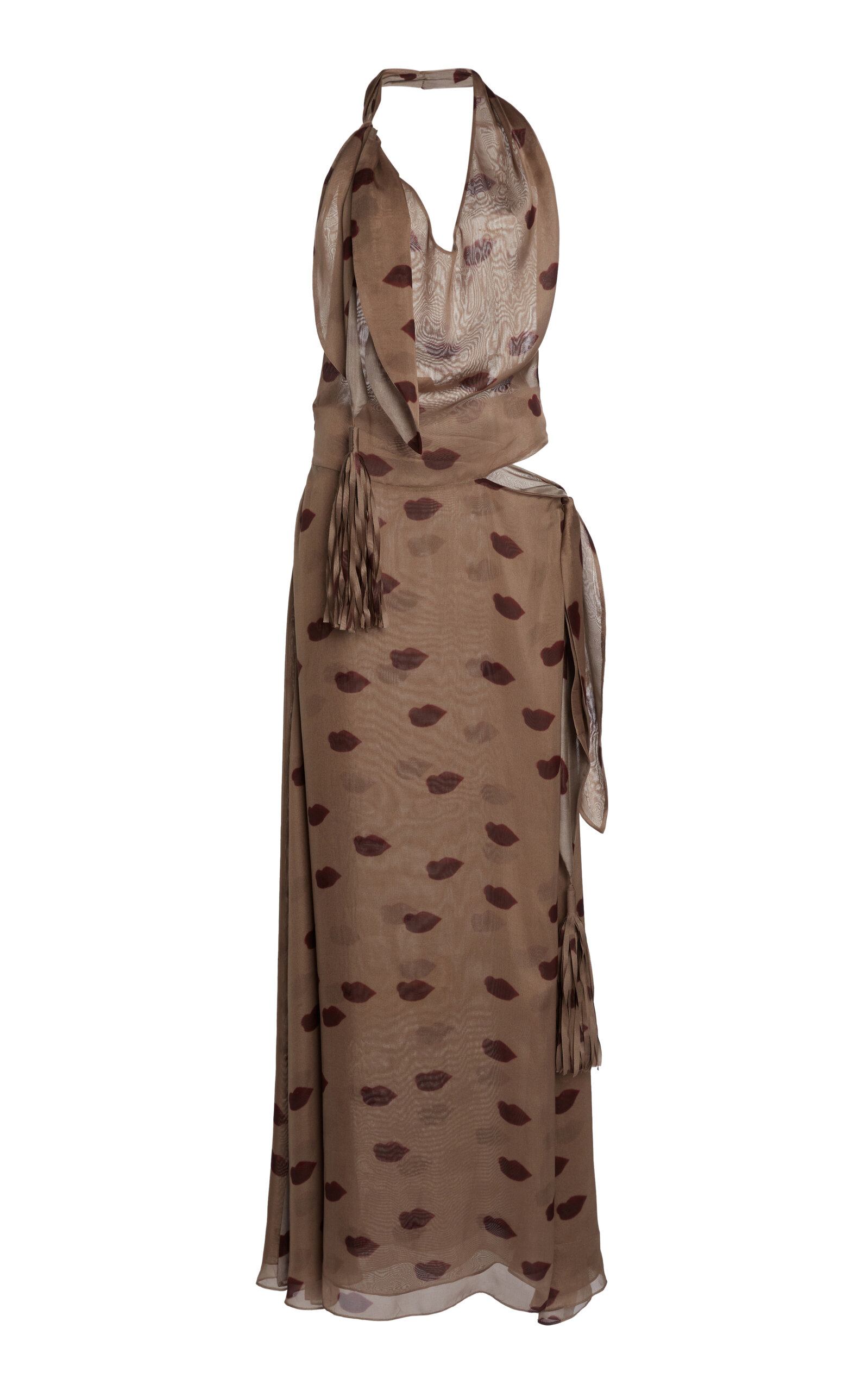 Stella Mccartney Draped Silk Jersey Maxi Dress In Taupe