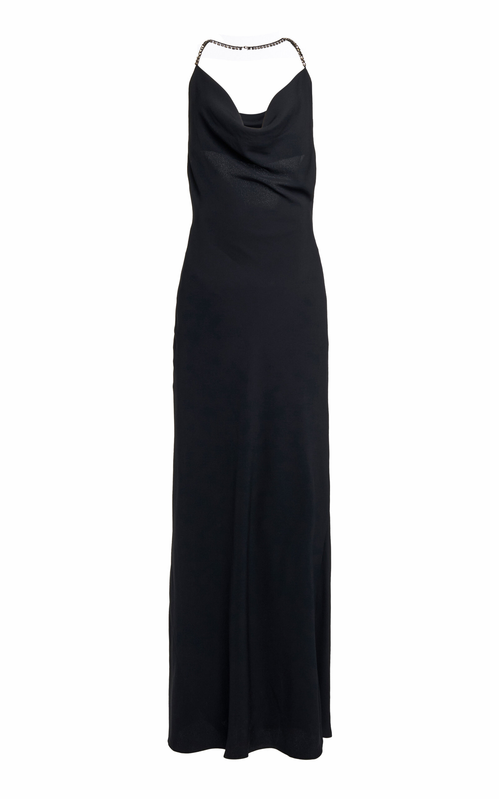 Stella McCartney Crystal-Embellished Draped Satin Maxi Dress - Black