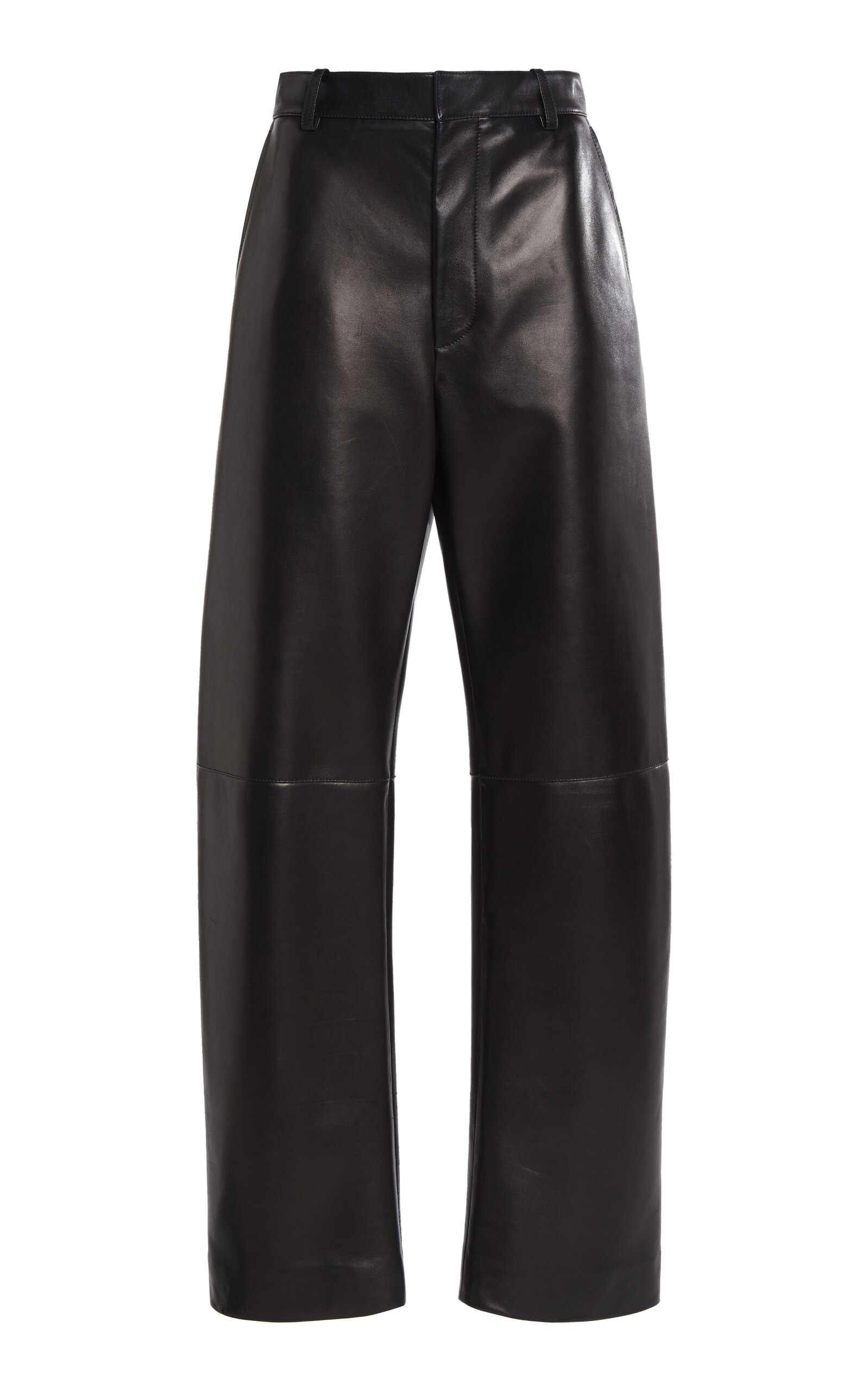 Bottega Veneta Mid-Rise Leather Barrel-Leg Pants