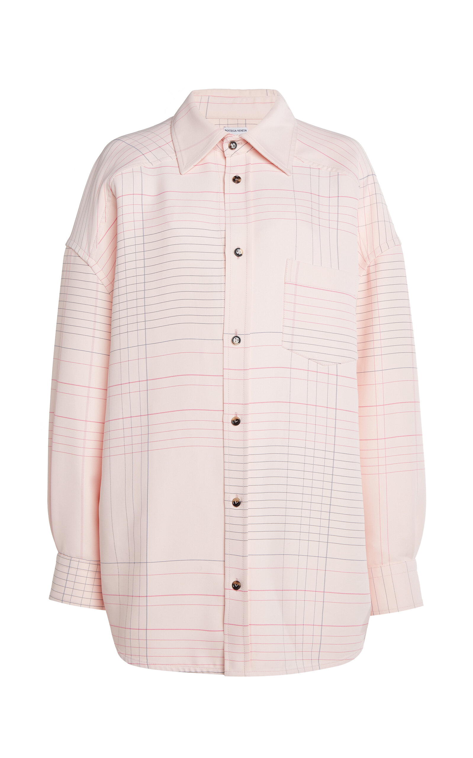 Bottega Veneta Striped Stretch-crepe Shirt In Light Pink