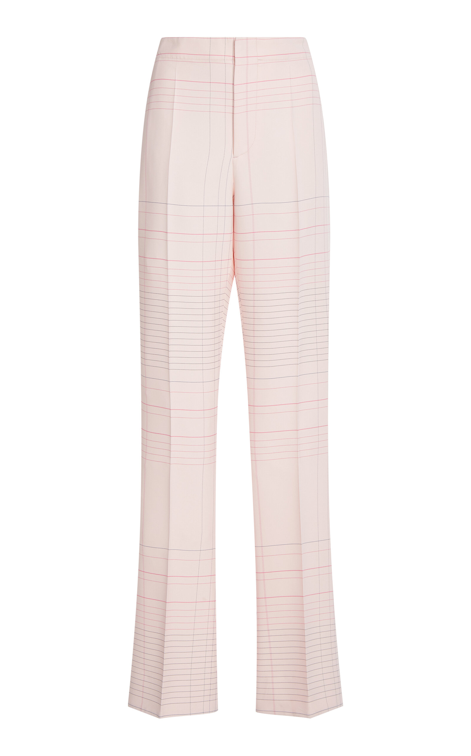 Bottega Veneta Striped High-rise Stretch-crepe Flare Pants In Light Pink