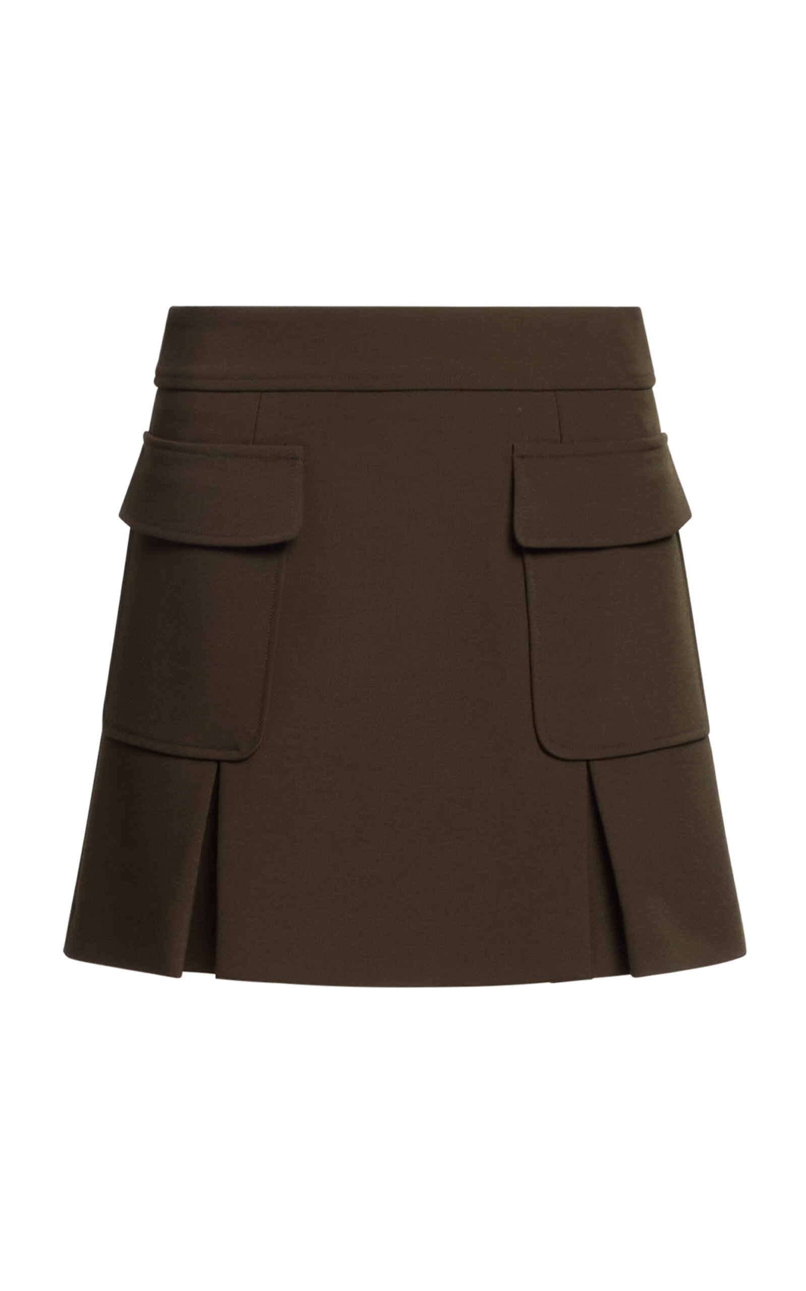 Elie Saab Cady Pleated A-line Mini Skirt In Green