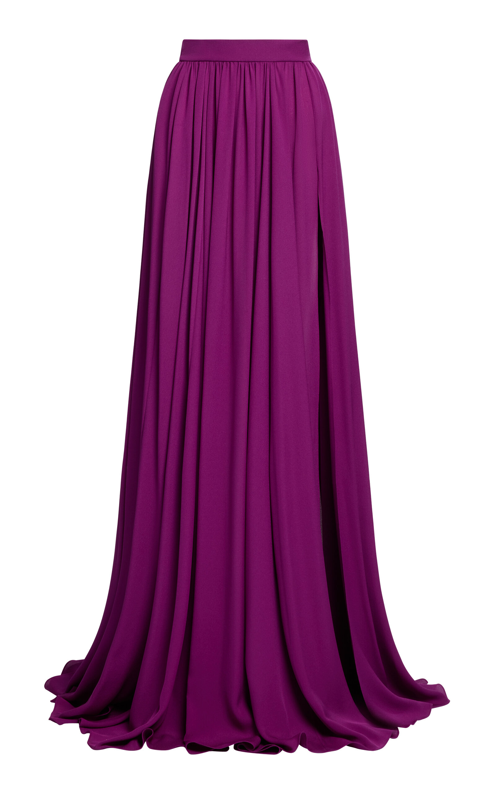 Elie Saab Silk Pleated Maxi Skirt In Purple