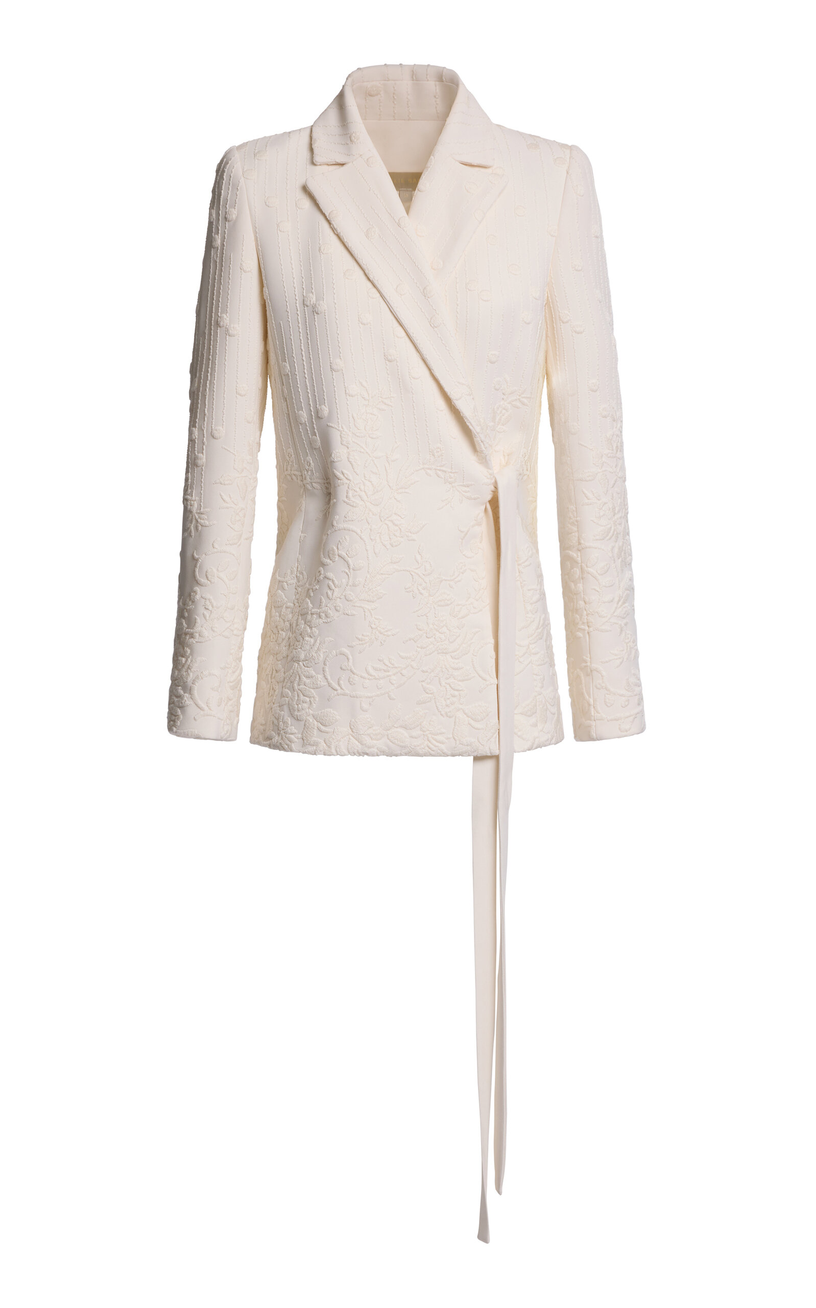 Elie Saab Cady Embroidered Wrap Blazer In White
