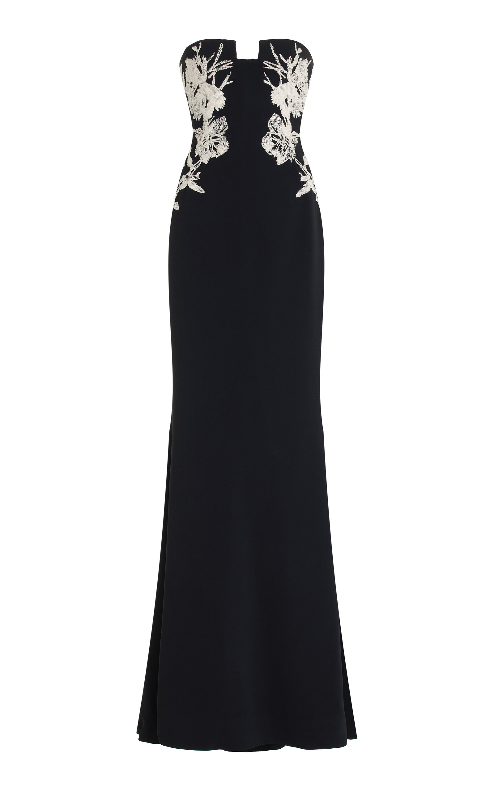 Elie Saab Tulle Floral Embroidered Maxi Dress In Black
