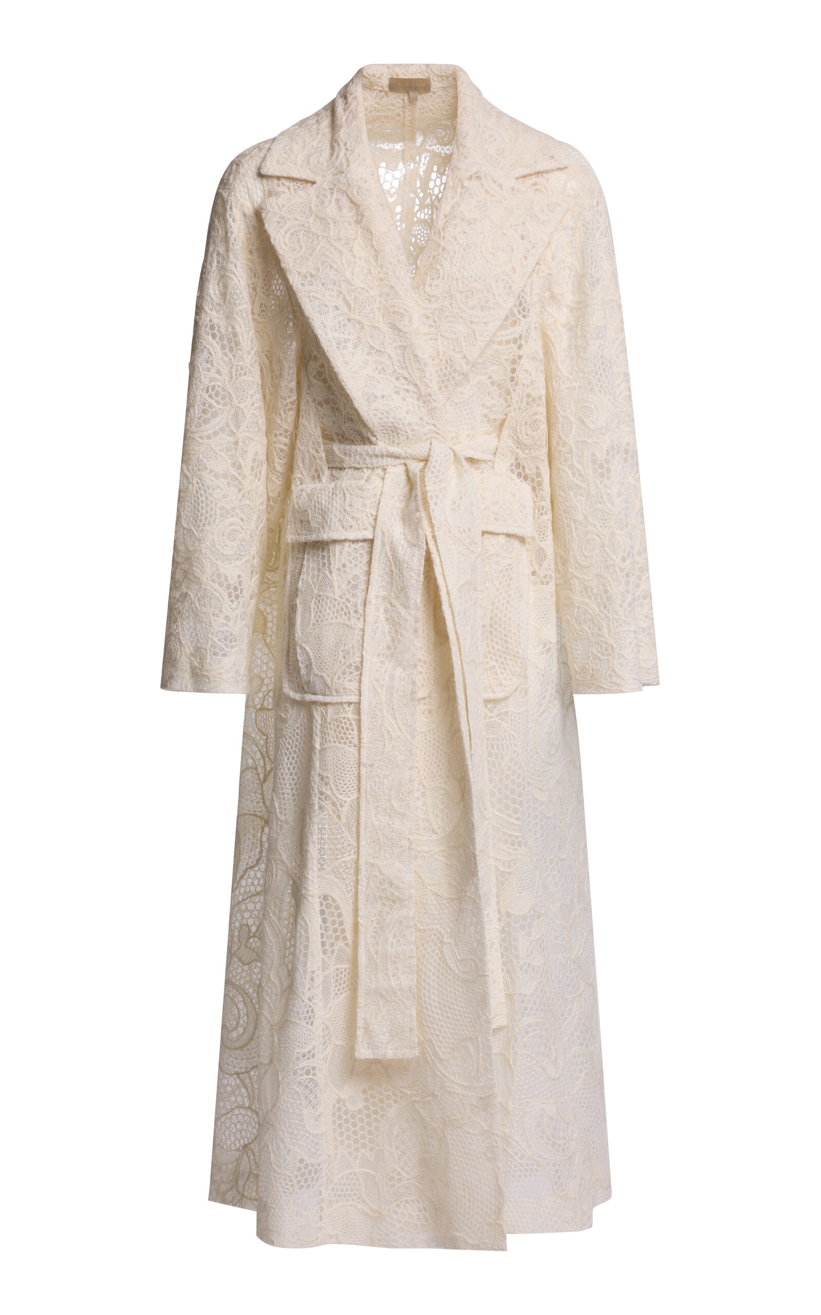 Elie Saab Tulle Embroidered Wrap Coat In White