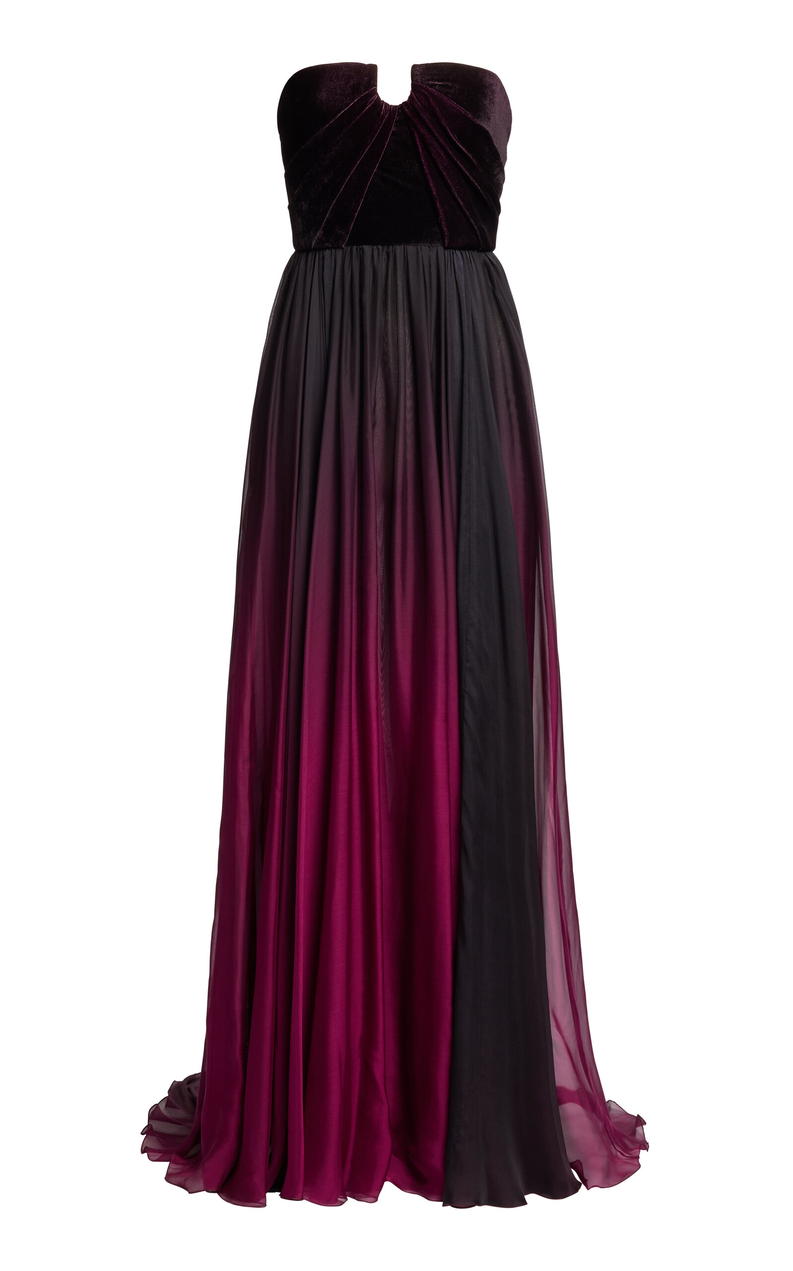 Elie Saab Silk Velvet Ombré Scarf Maxi Dress In Black