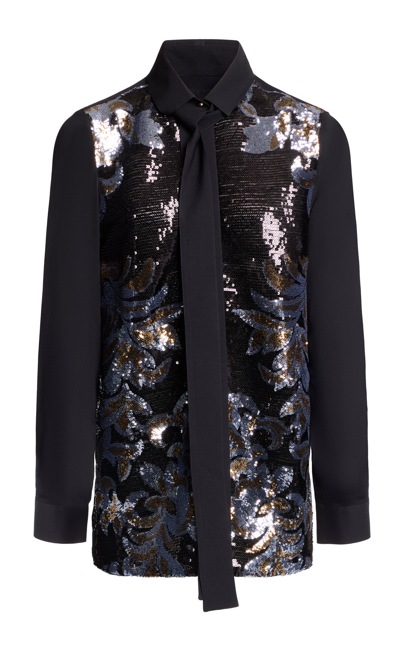 Elie Saab Sequined Embroidered Top In Black