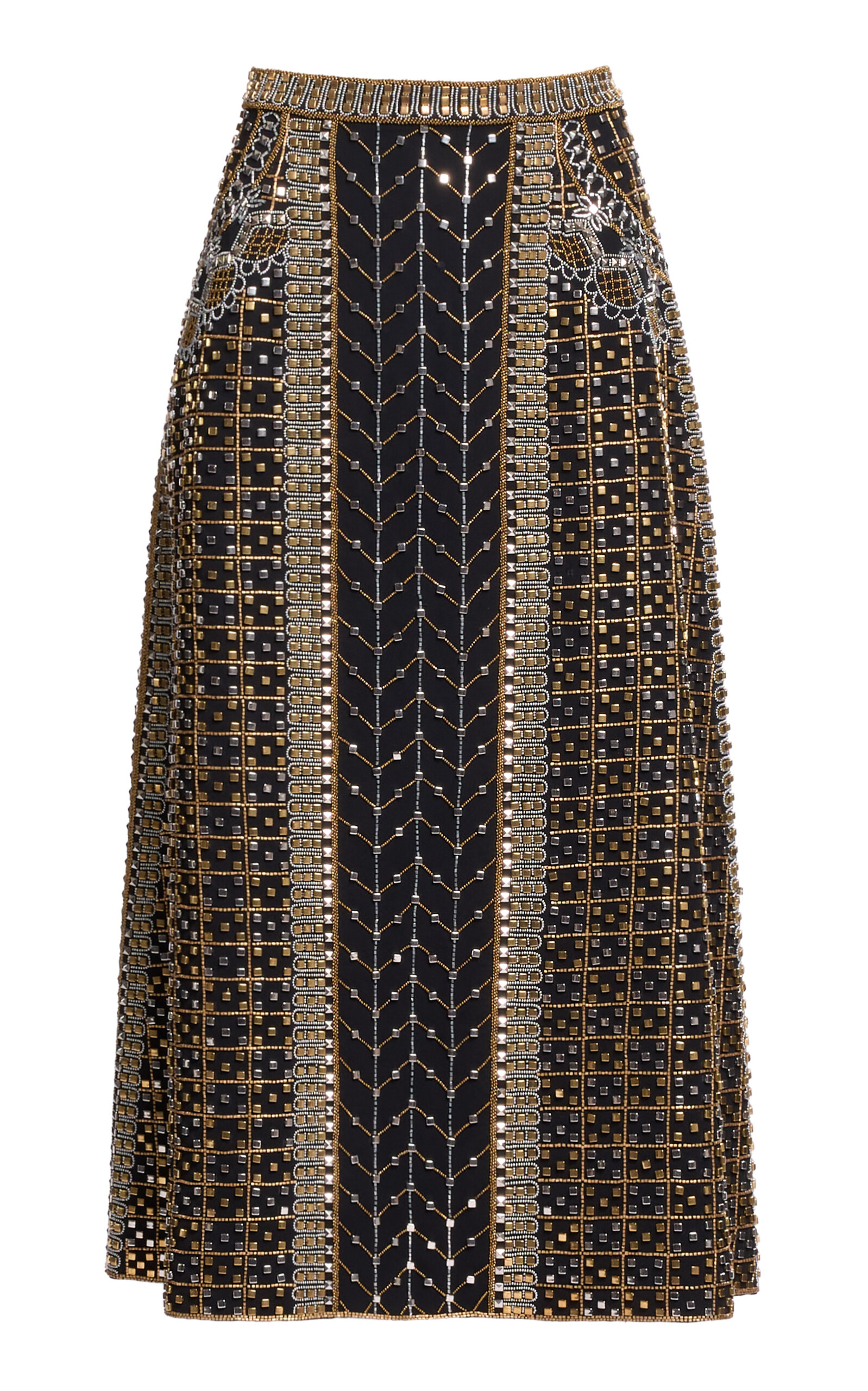 Elie Saab Bead-embellished Midi Skirt In Black