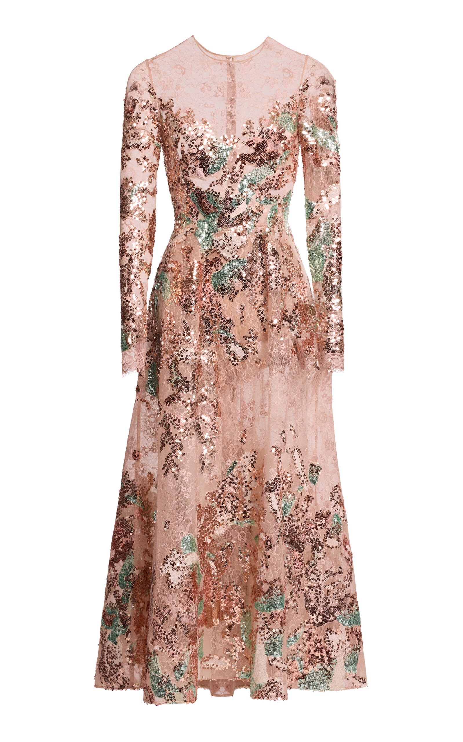 Elie Saab Tulle Embroidered Sequined A-line Maxi Dress In Multi