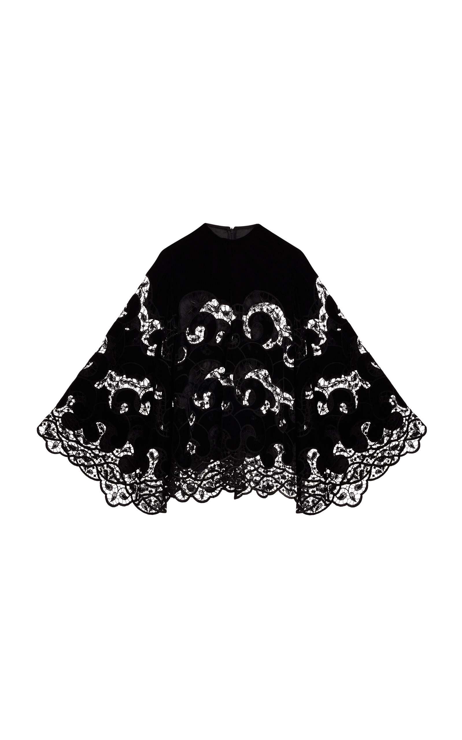 Elie Saab Velvet Embroidered Lace Top In Black