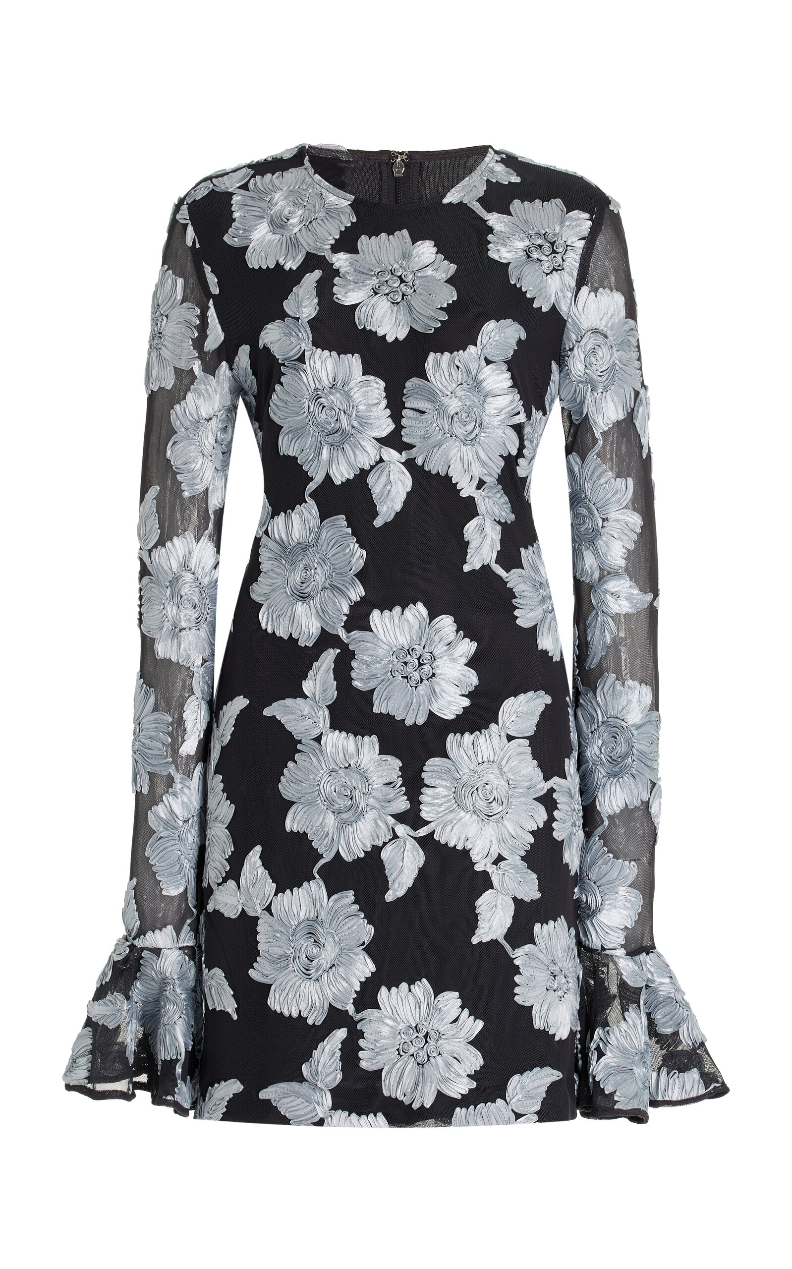 ROTATE Floral Mesh Mini Dress - Grey