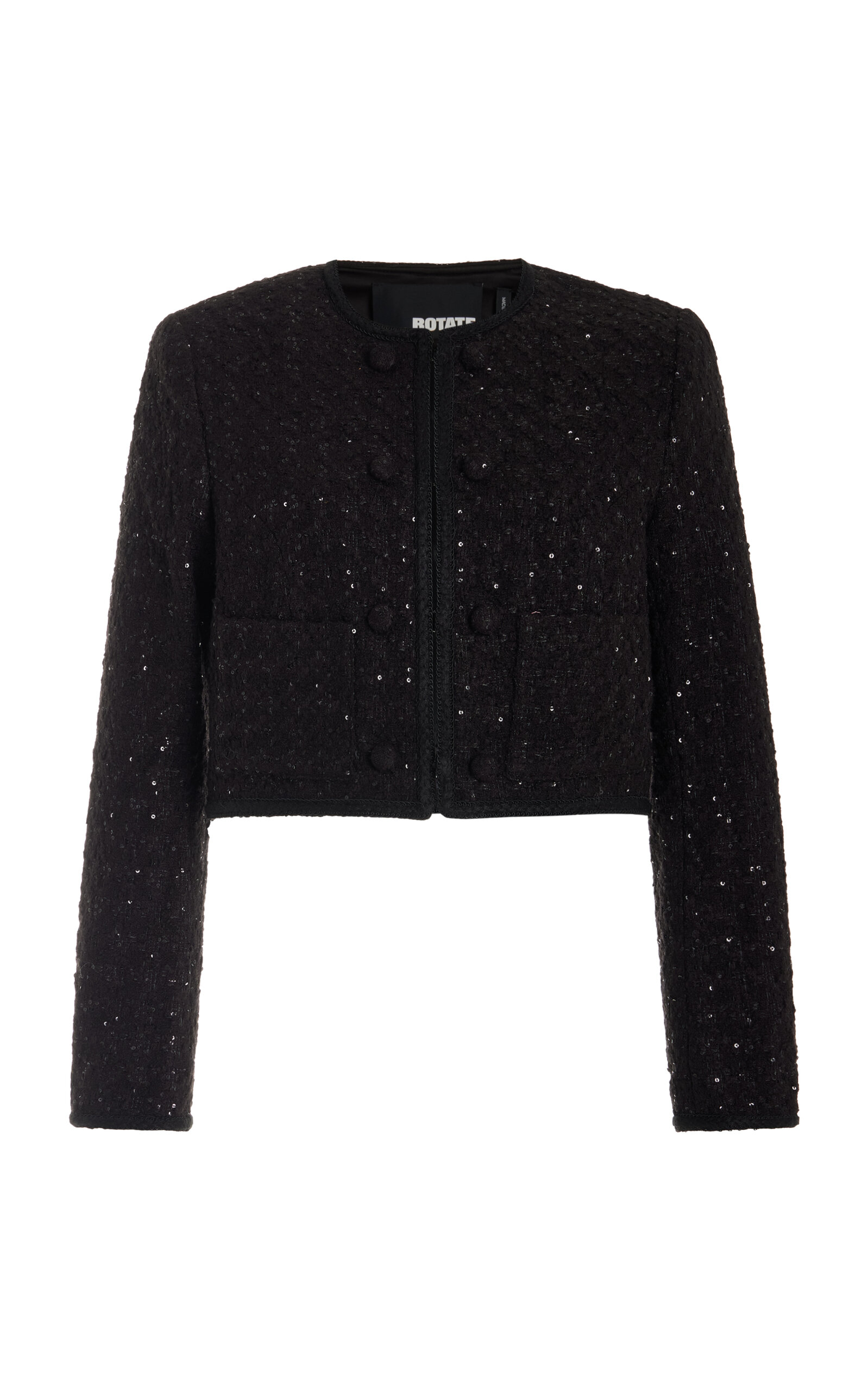 ROTATE Cropped Bouclé Jacket - Black