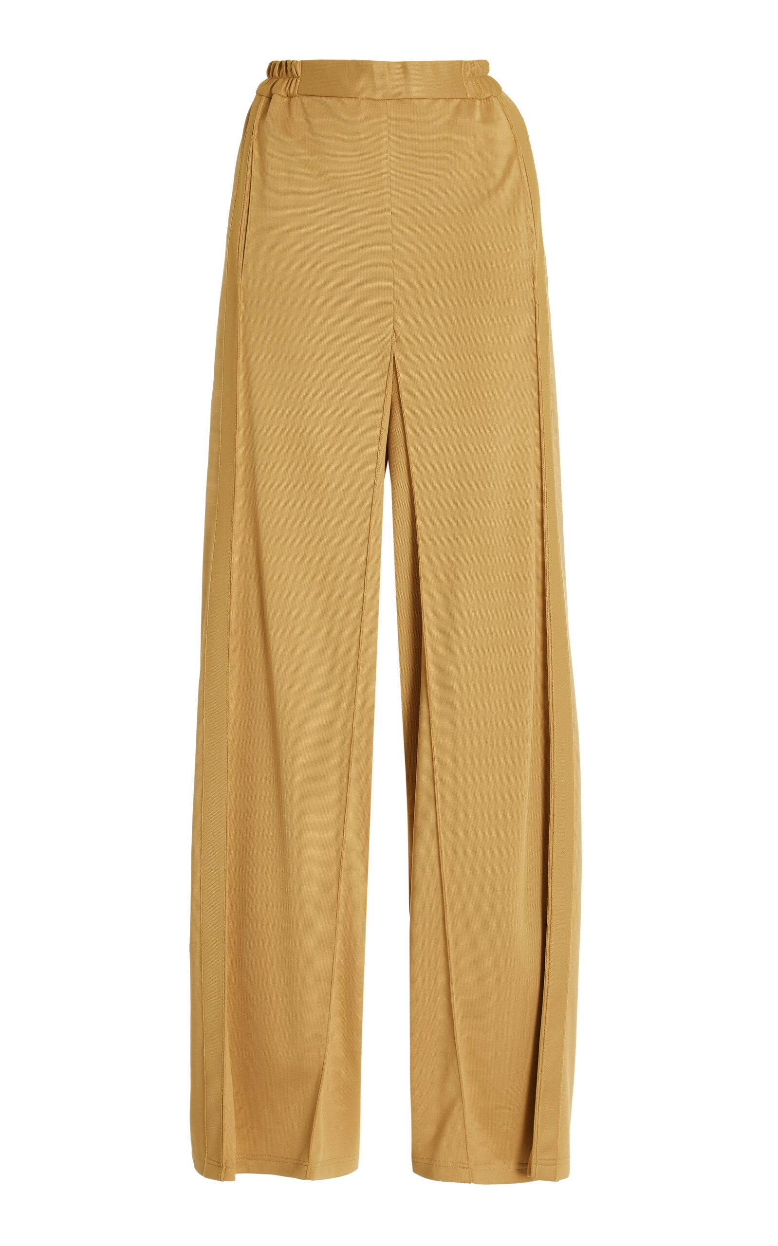 BEVZA Pin-Tucked Crepe Wide-Leg Trousers - Gold