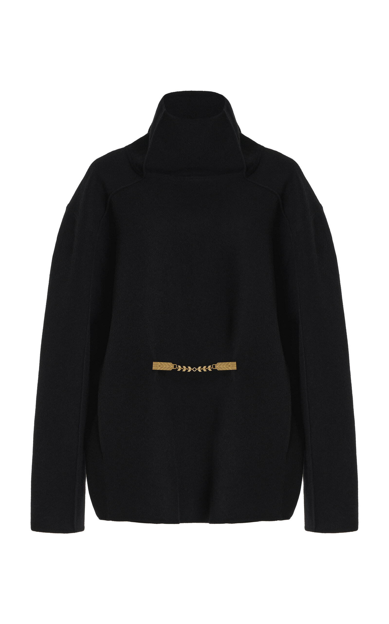 BEVZA Brooch-Detailed Cashmere-Wool Sweater - Black