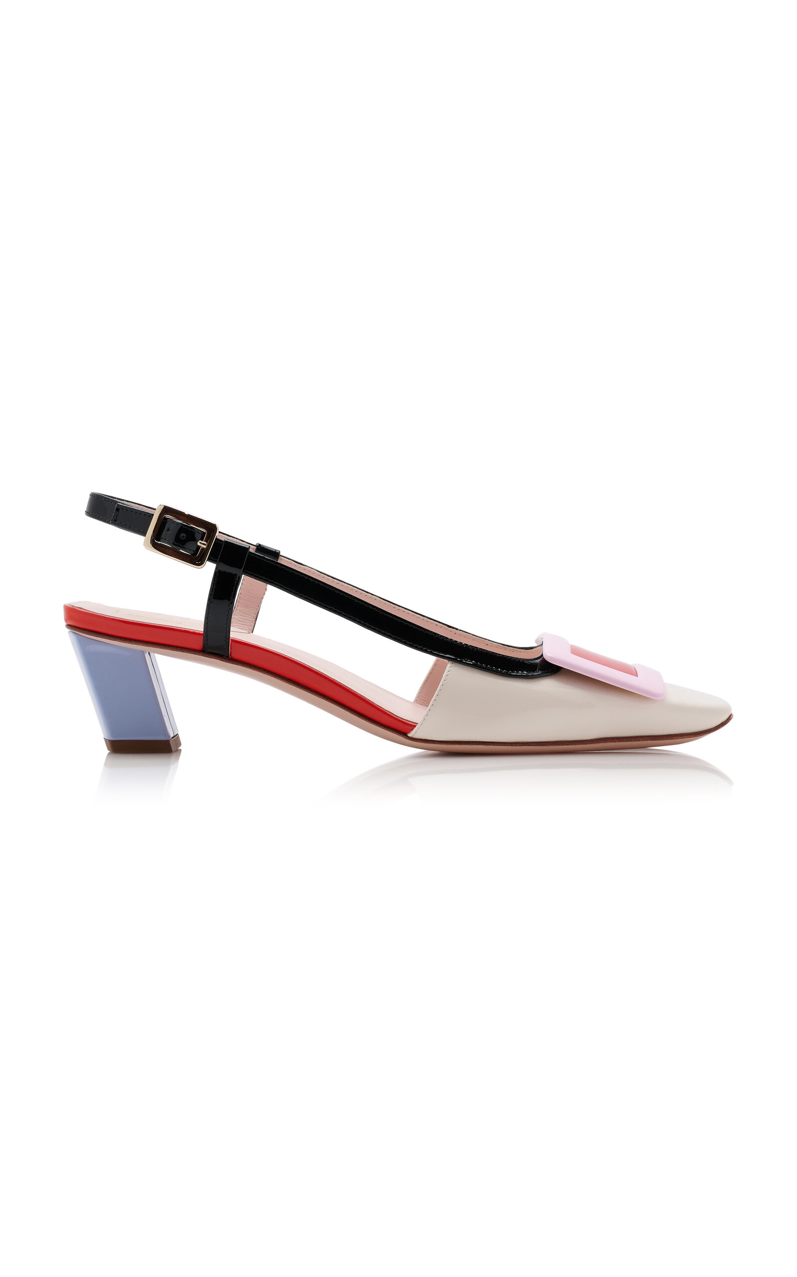 Roger Vivier BV Buckle-Embellished Patent Leather Slingback Pumps