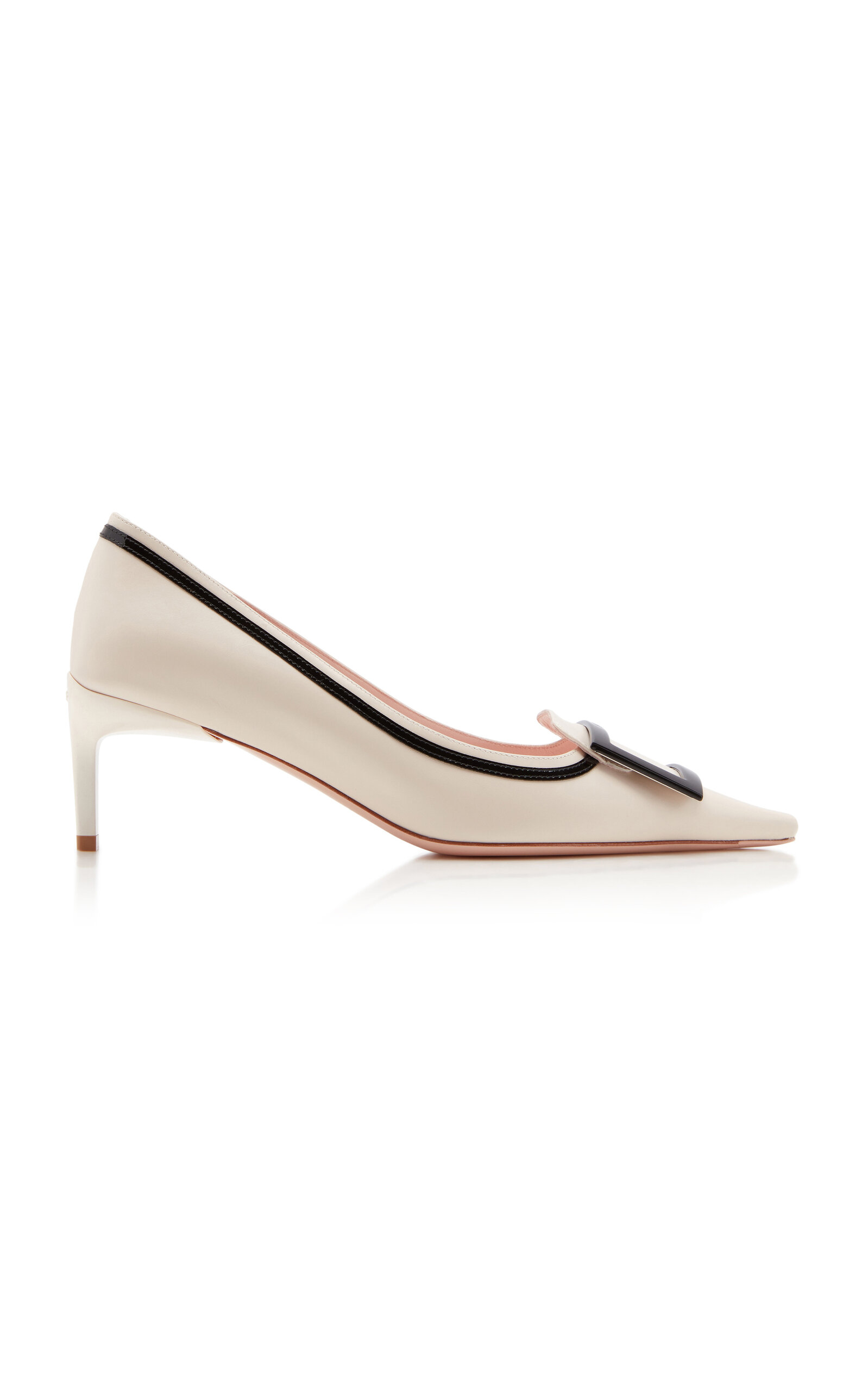 Roger Vivier Decollete Patent-Trimmed Leather Pumps