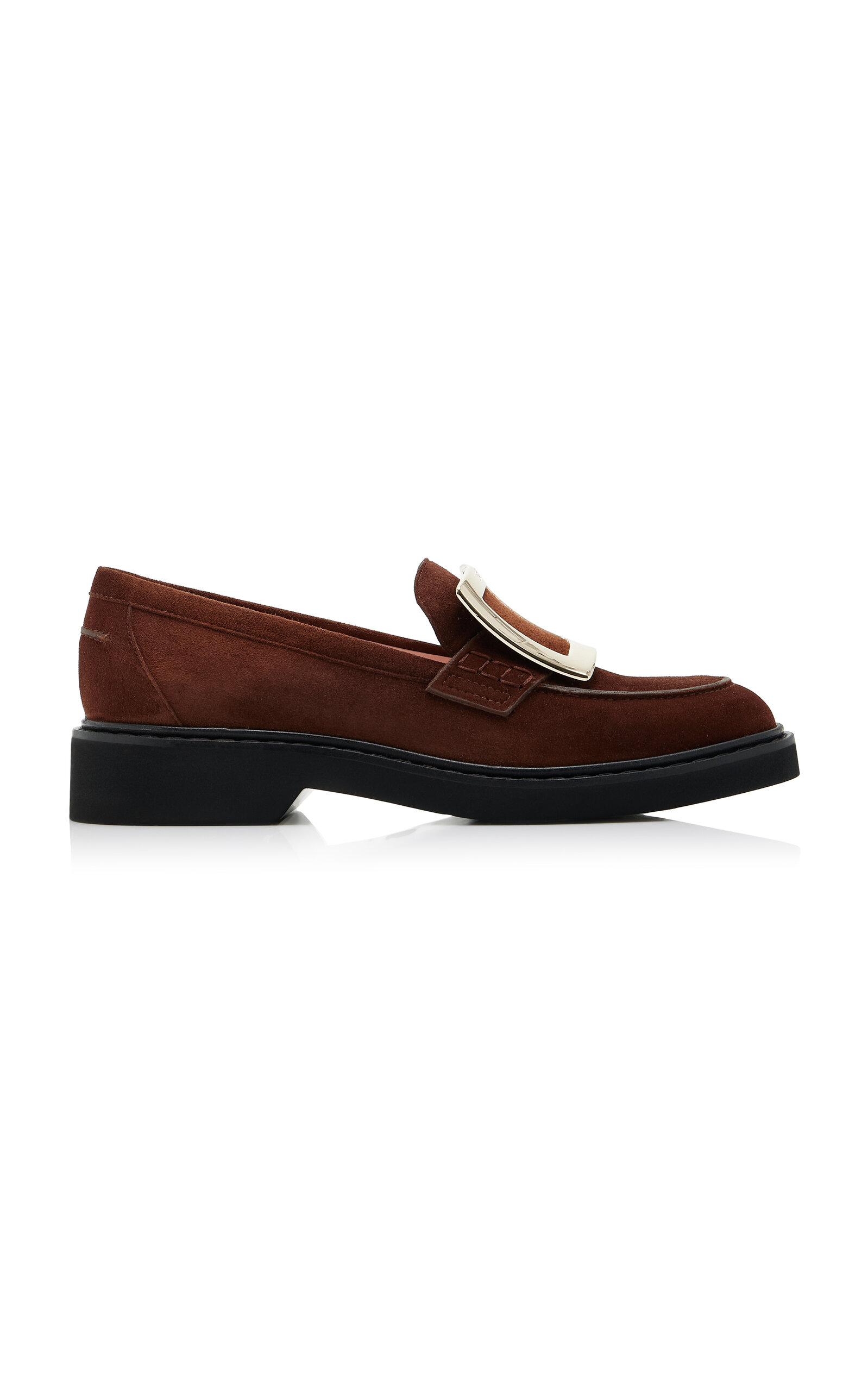 Roger Vivier Viv Rangers Buckle-Embellished Suede Loafers