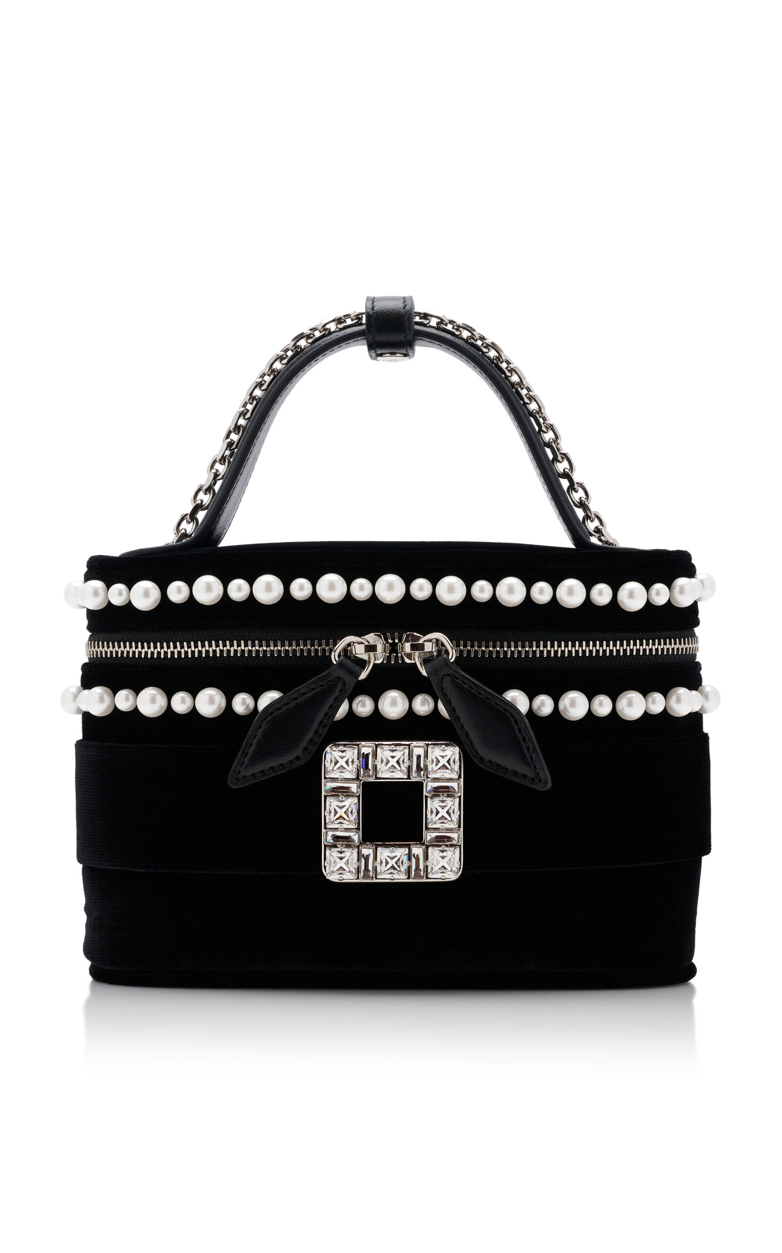 Roger Vivier Pearl-Embellished Velvet Vanity Micro Bag