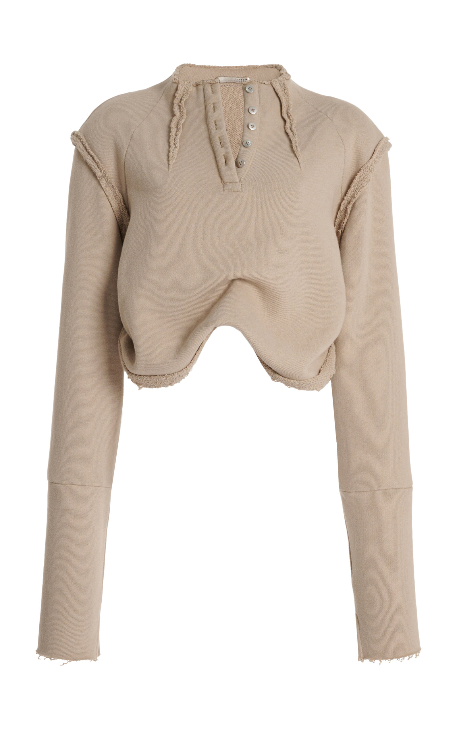Elena Velez Cropped Organic Cotton Terry Sweatshirt In Tan
