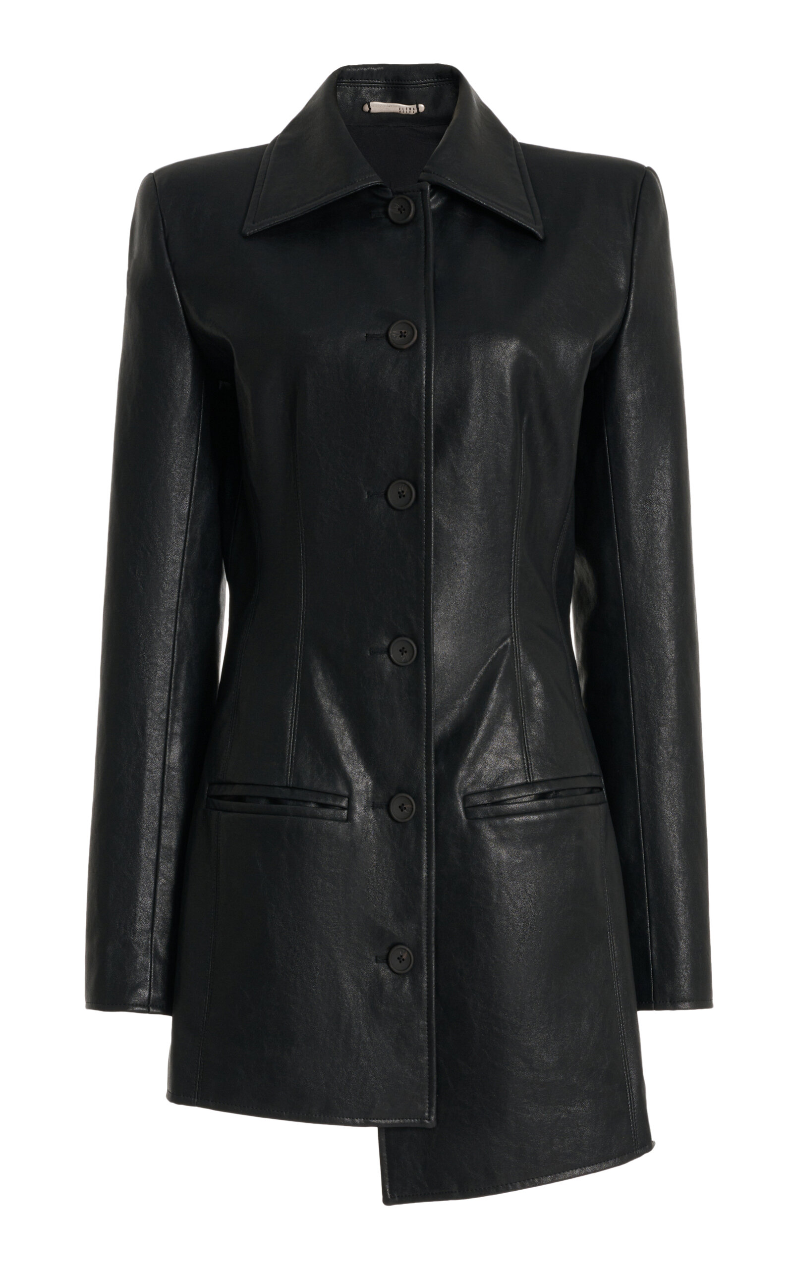 Elena Velez Long Vegan Leather Jacket In Black