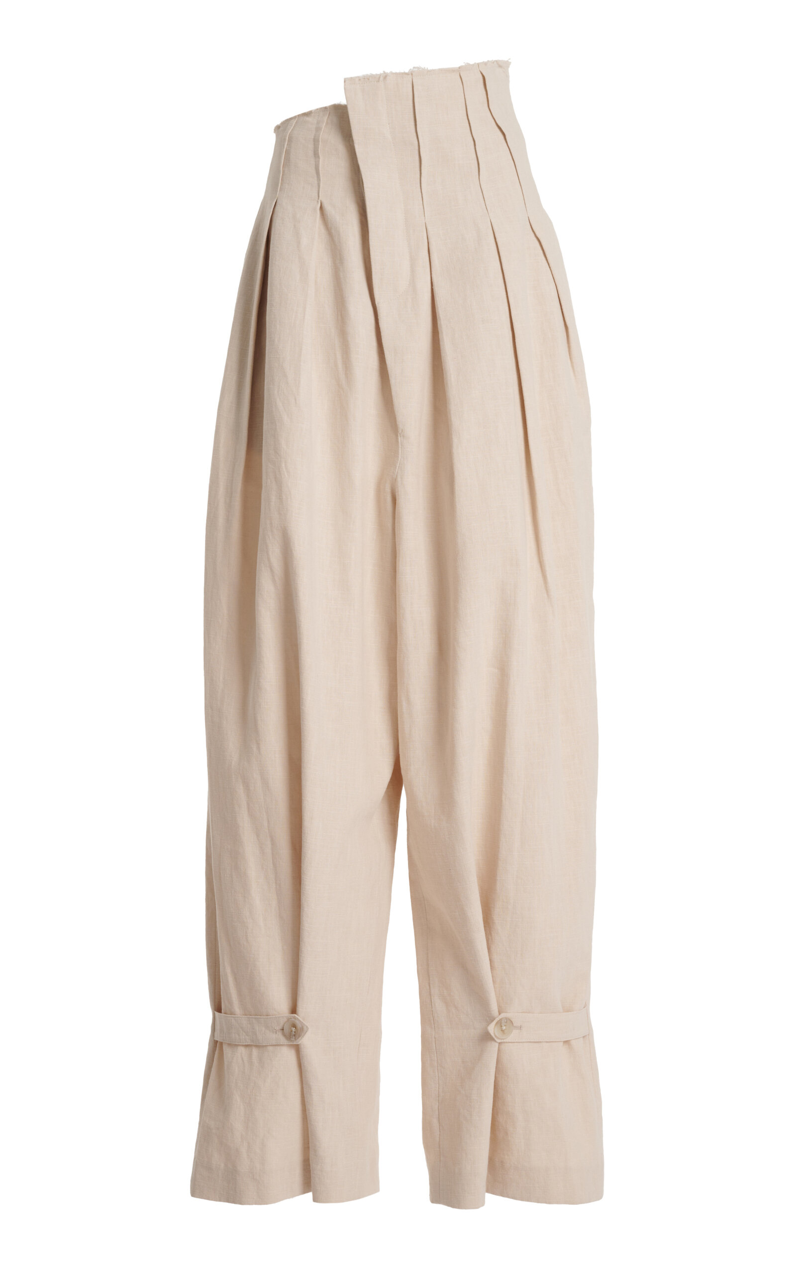Elena Velez Pleated Organic Linen Pants In Tan