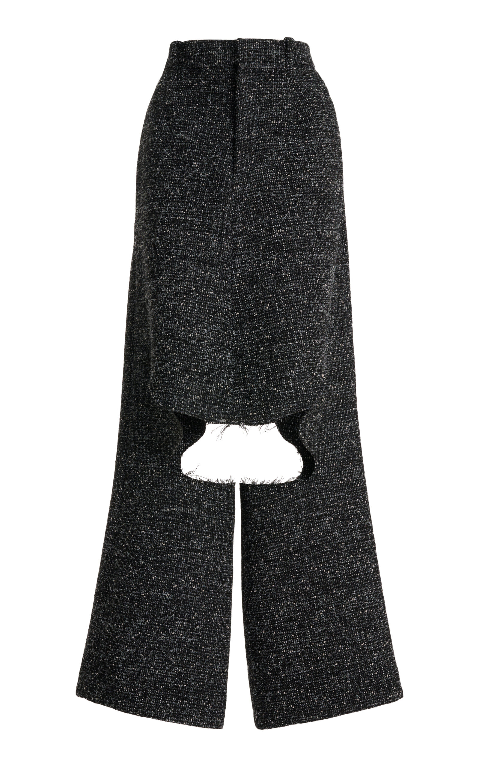 Niccolò Pasqualetti Eolico Cutout Tweed Skirt Pants In Black