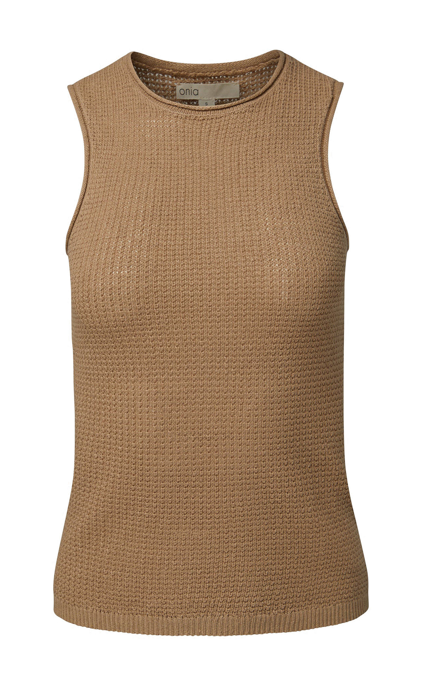 Shop Onia Linen Knit Tank Top In Brown