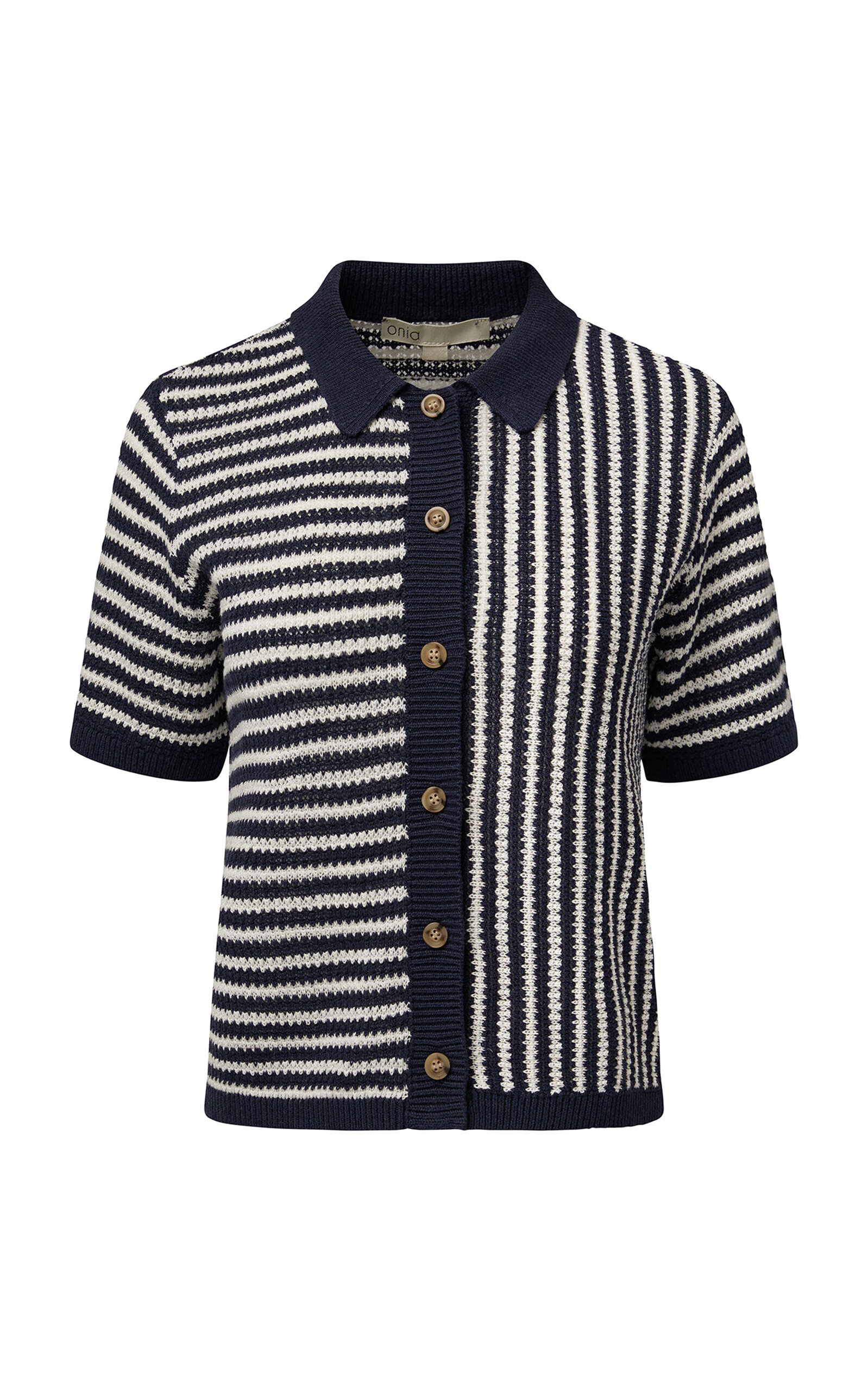 Shop Onia Linen Knit Shirt In Blue