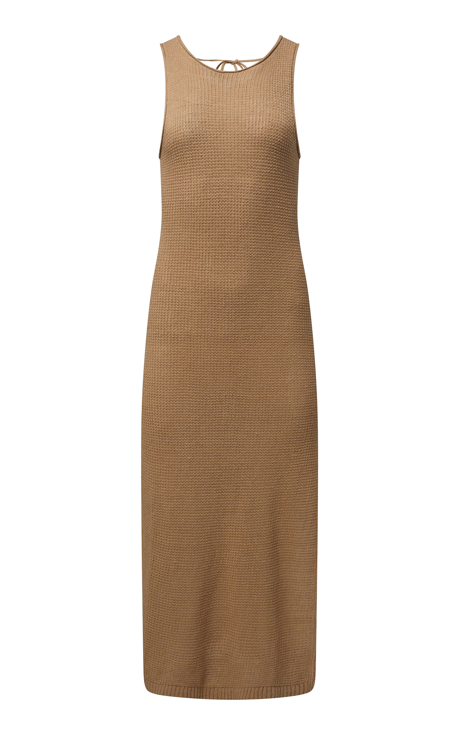 Linen-Knit Scoop-Back Maxi Dress