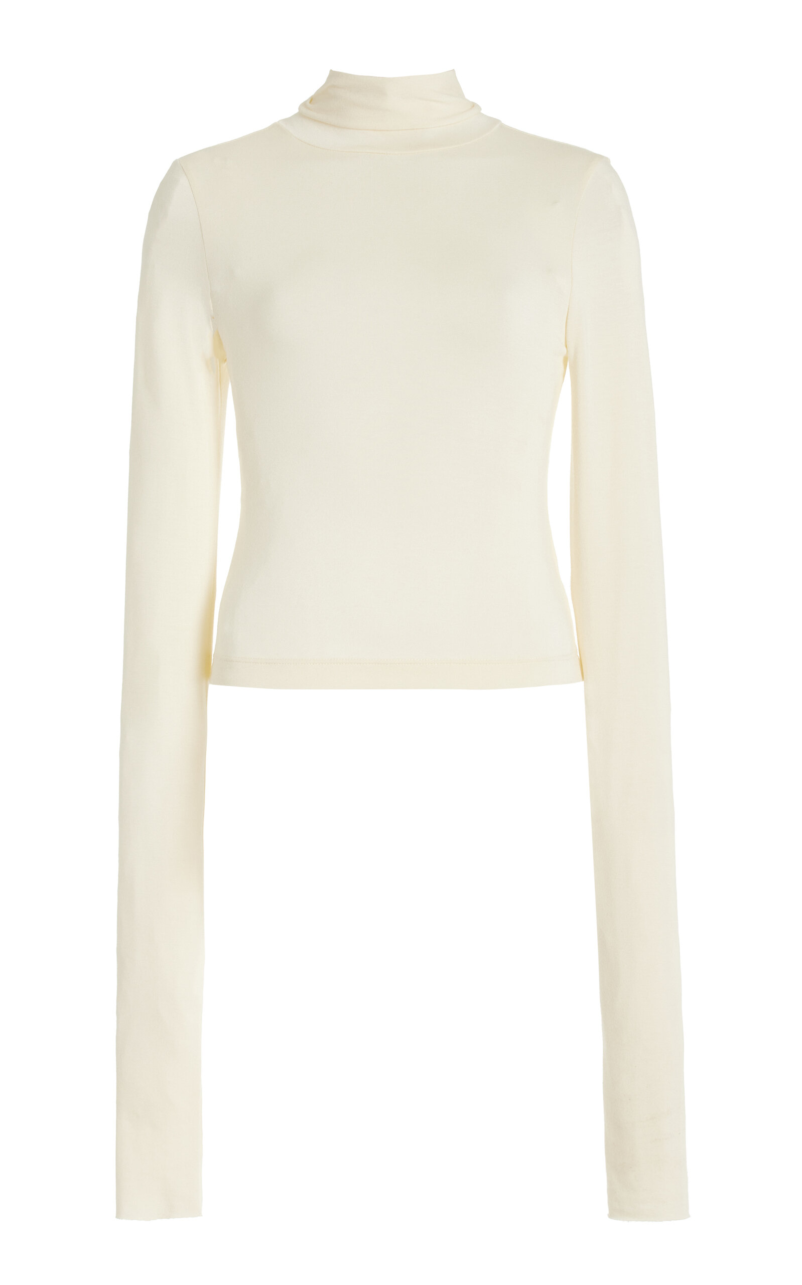 Éterne Cropped Fitted Turtleneck Top In Ivory