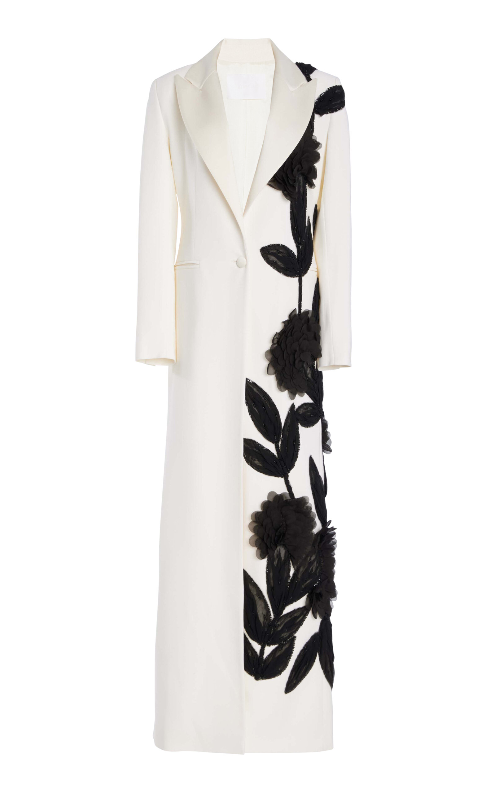 Costarellos Marthanna Floral-appliquéd Wool Coat In White