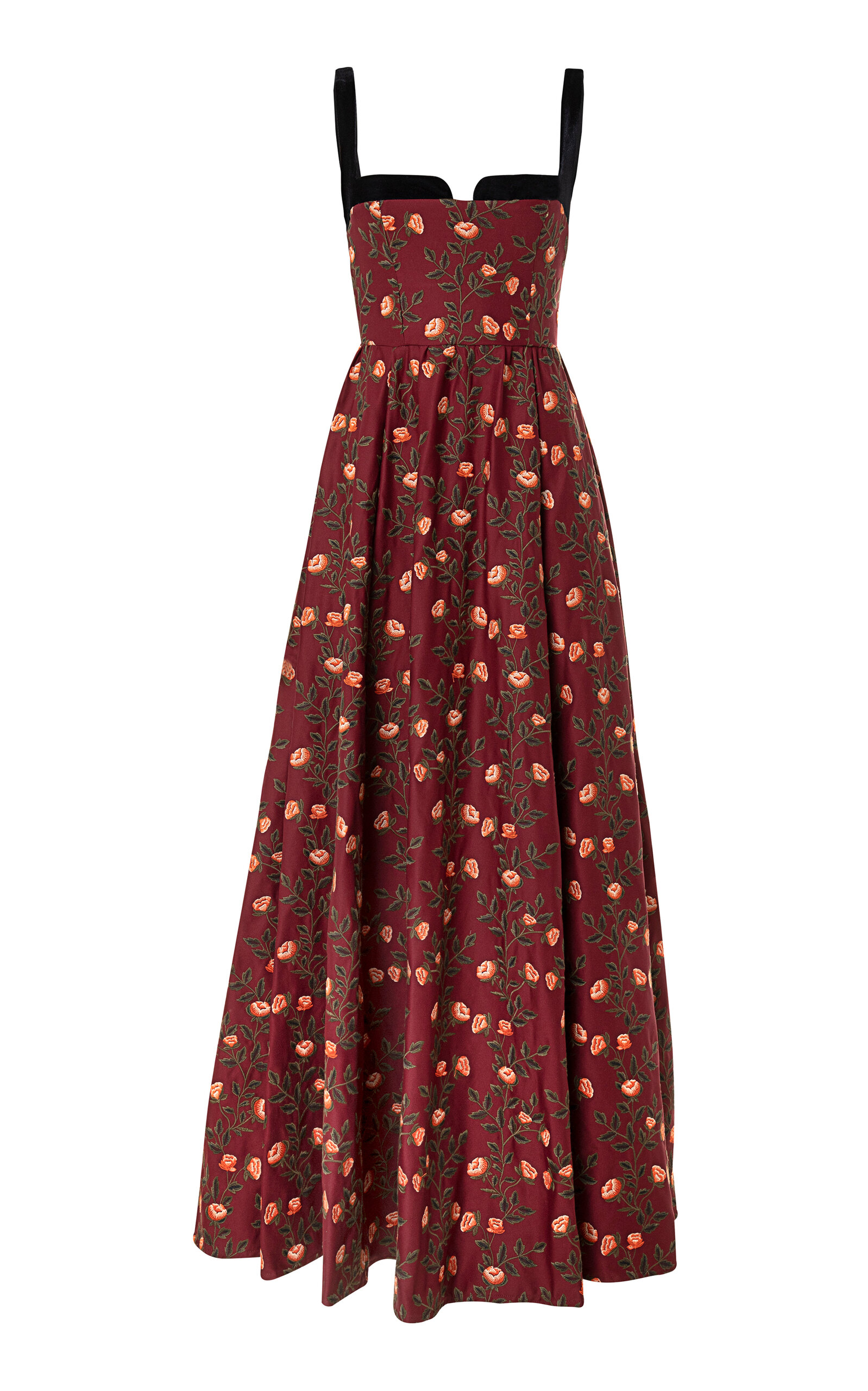 Agua By Agua Bendita Jaspe Sueño Embroidered Stretch-cotton Maxi Dress In Burgundy