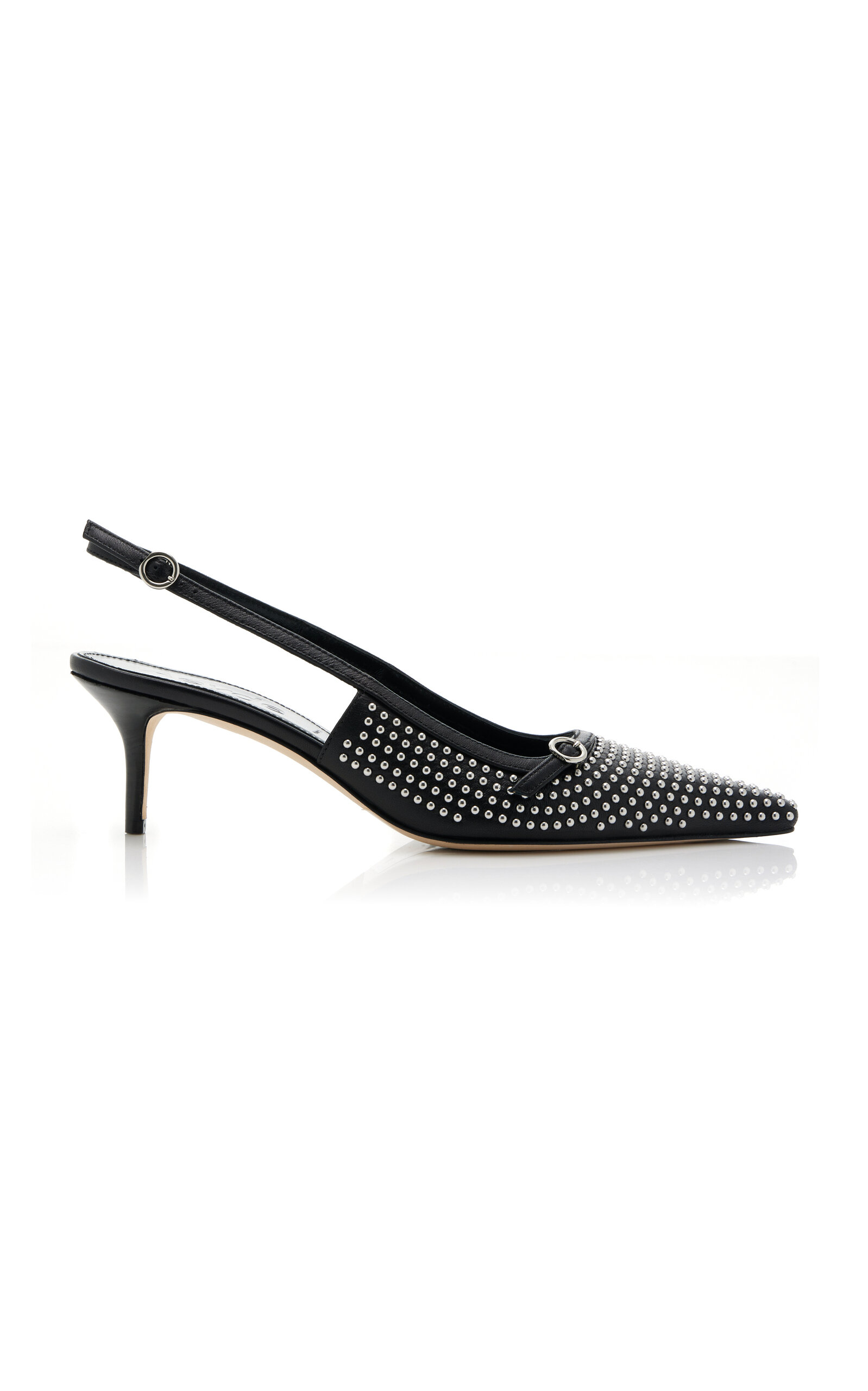 Aeyde Saba Studded Leather Slingback Pumps - Black