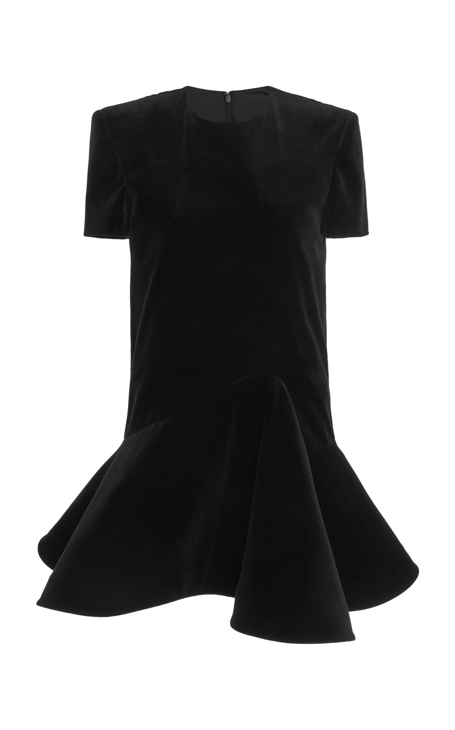 Valentino Flared Velvet Mini Dress In Black