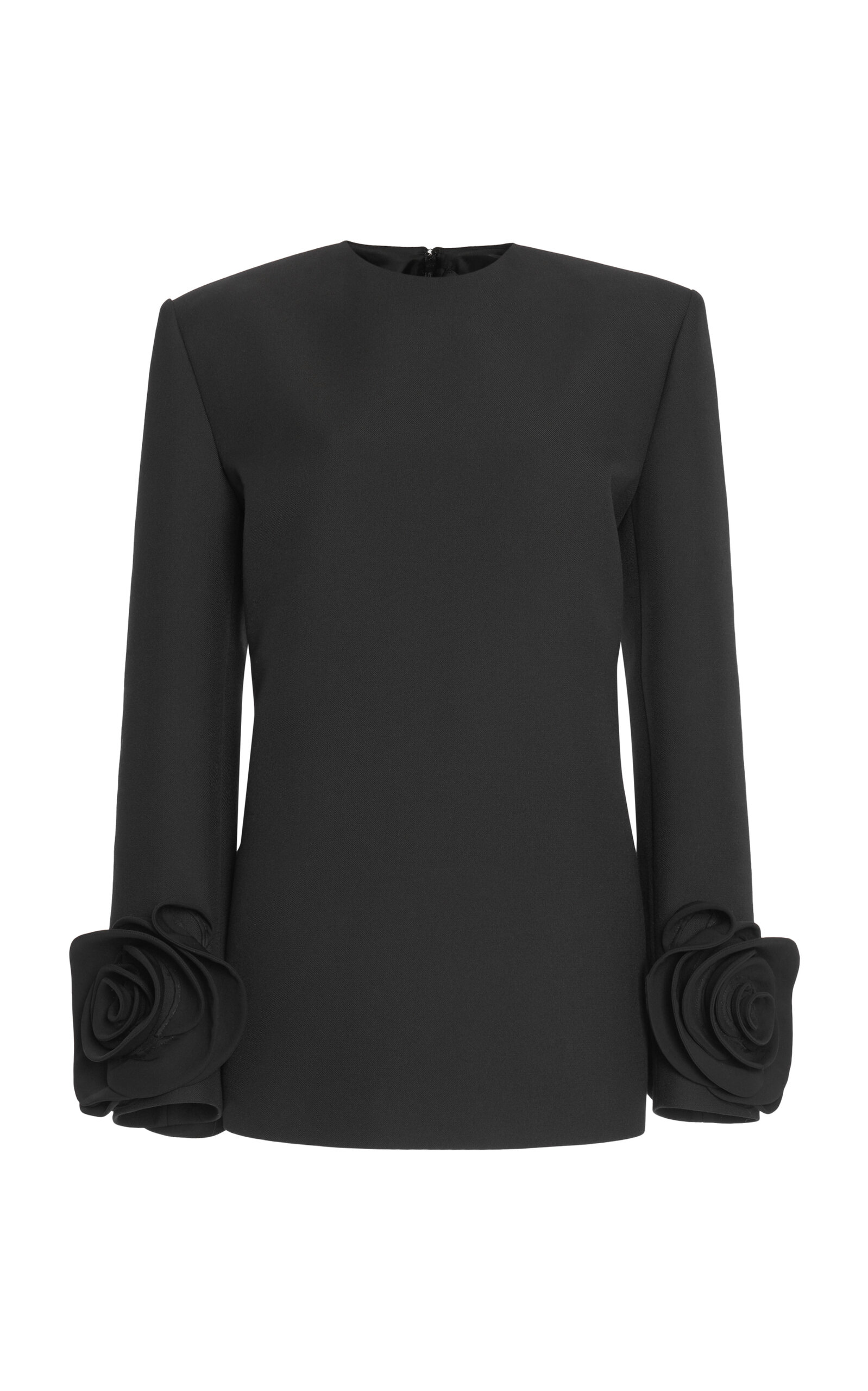 Valentino Rosette-detailed Wool-drill Mini Dress In Black