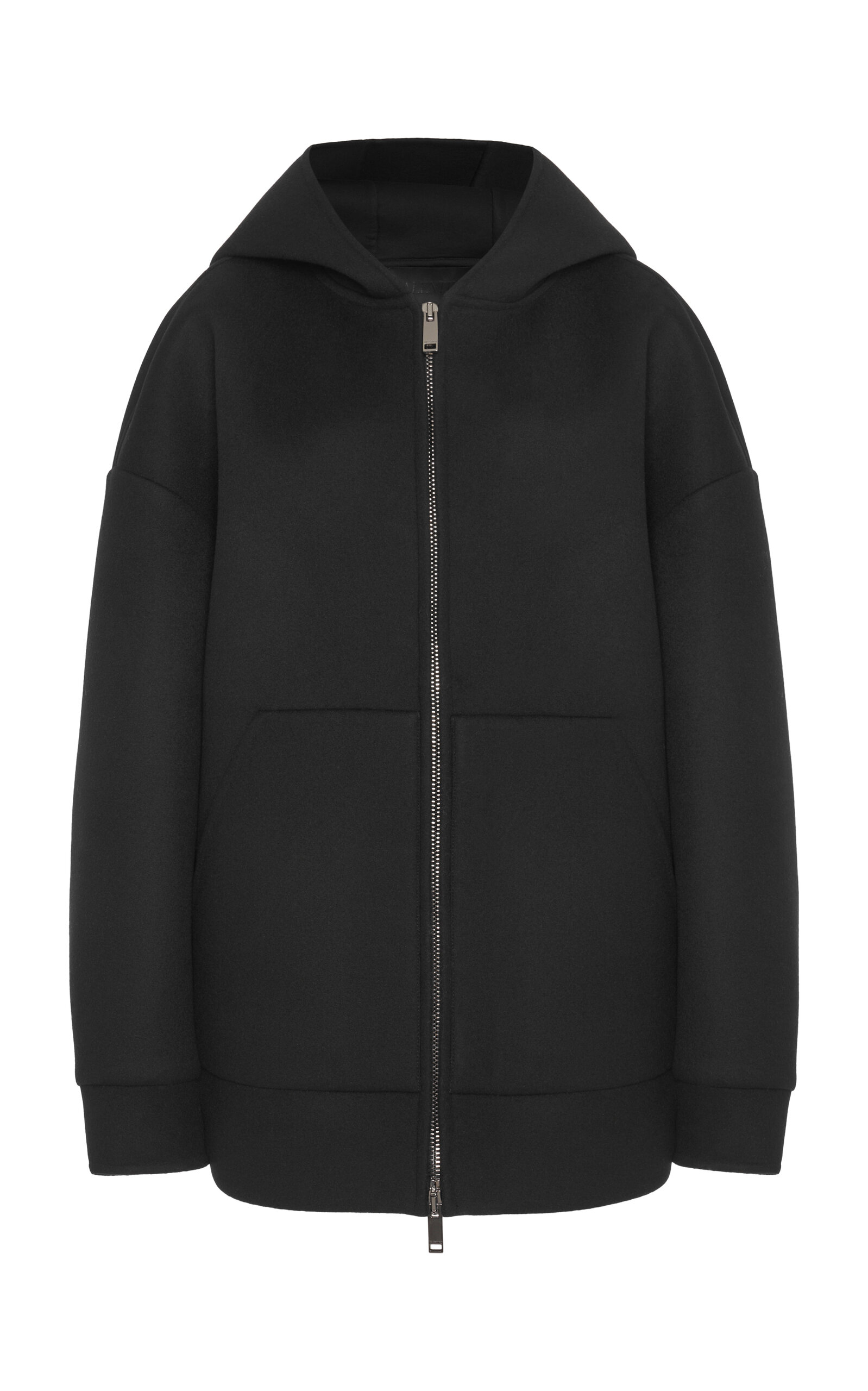 Valentino Hooded Wool-cashmere Coat In Black