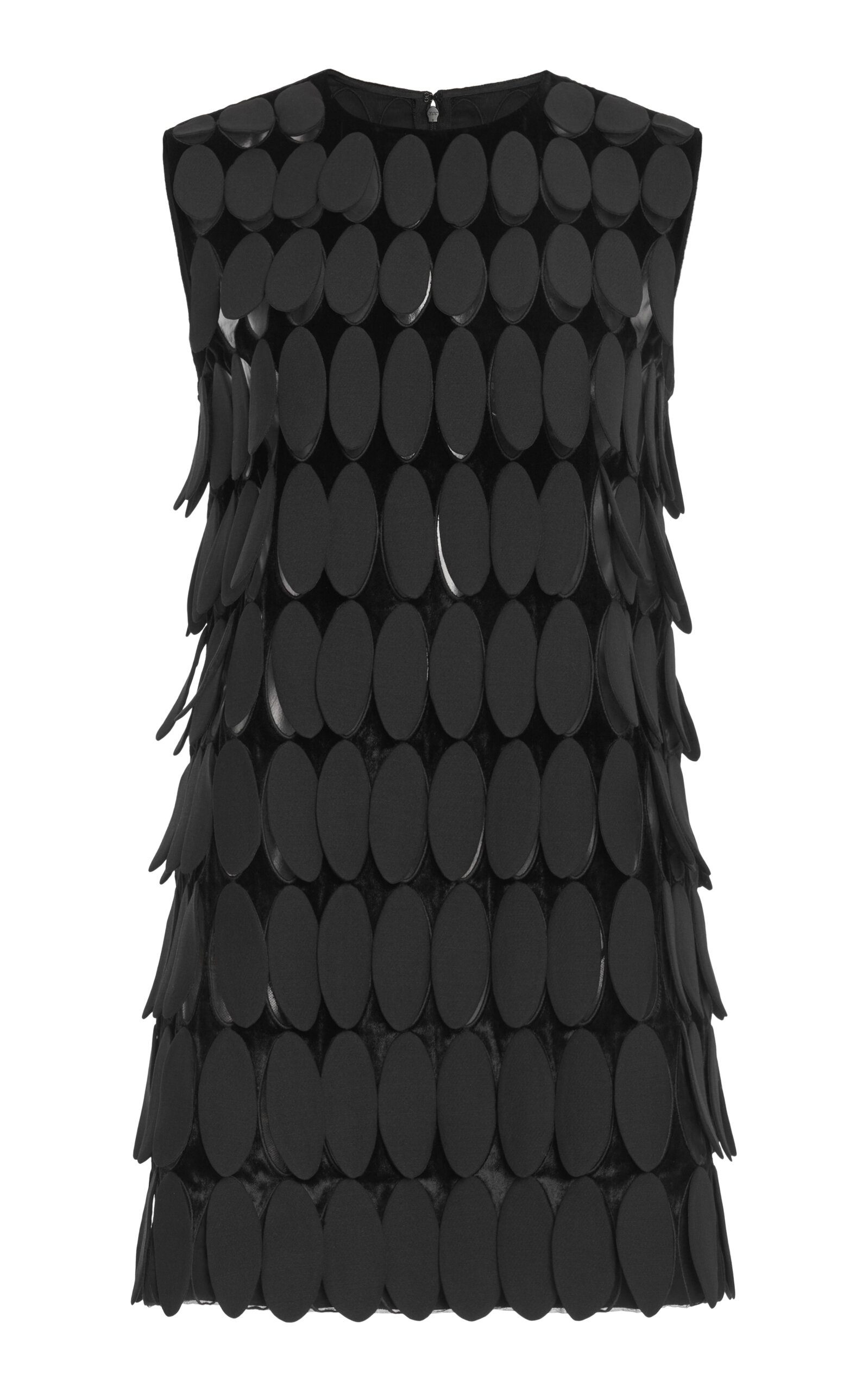 Valentino Embroidered Crepe Mini Dress In Black