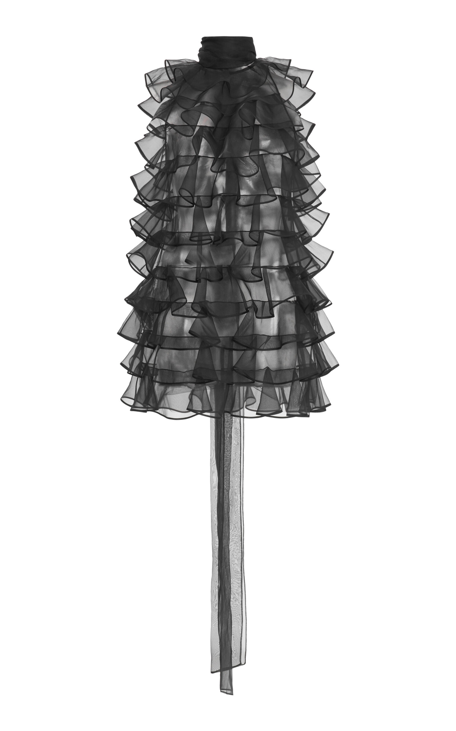 Valentino Ruffled Silk-organza Mini Dress In Black