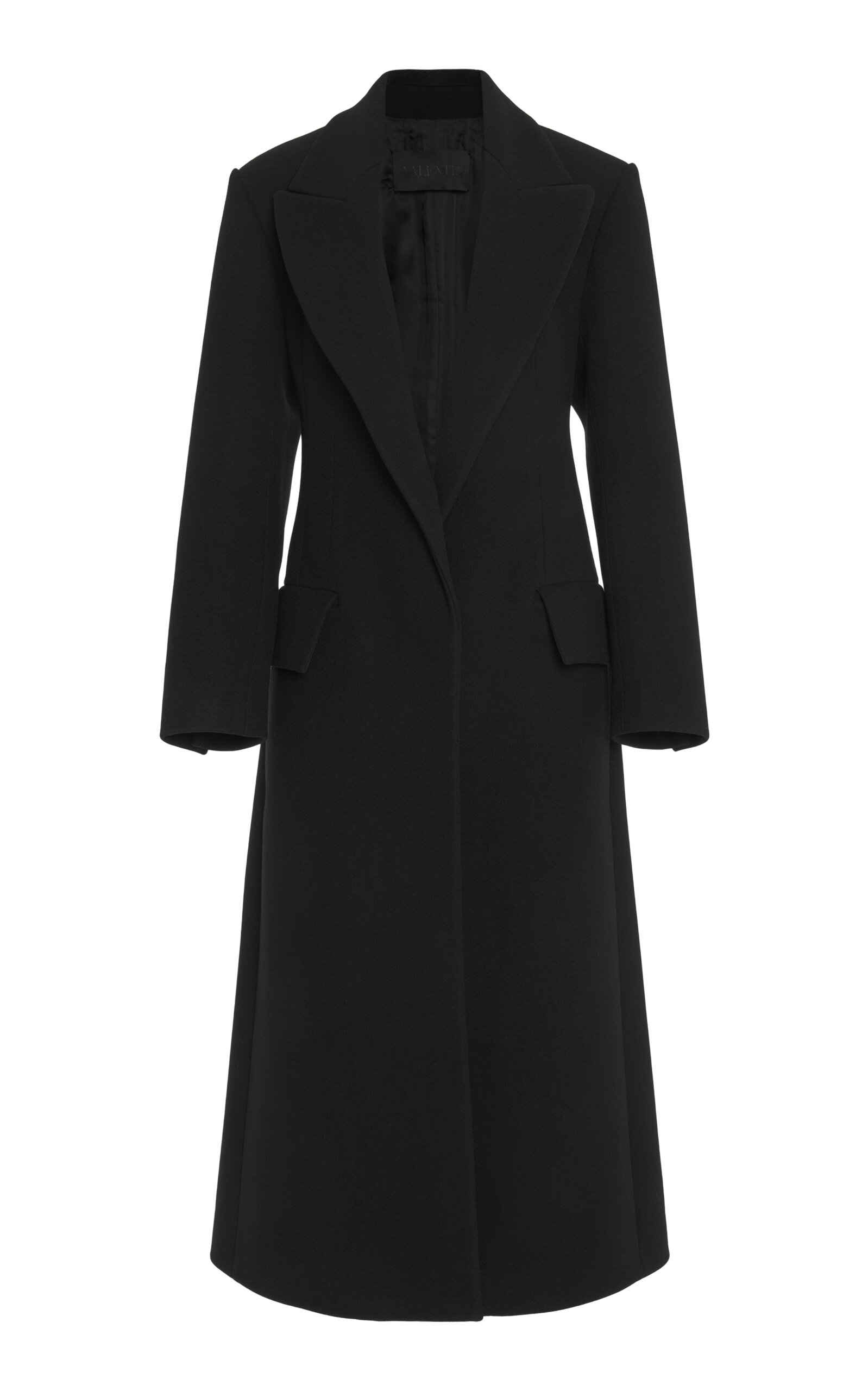 Valentino Tailored Compact-wool Coat In Black