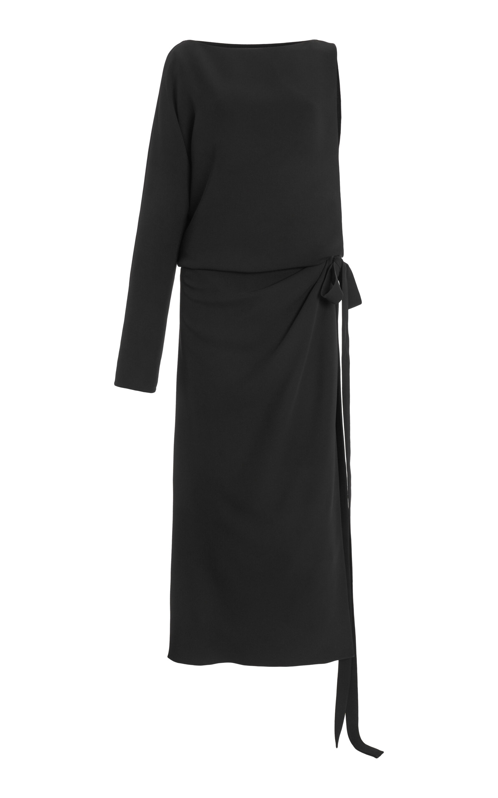Valentino One-shoulder Silk-cady Midi Dress In Black
