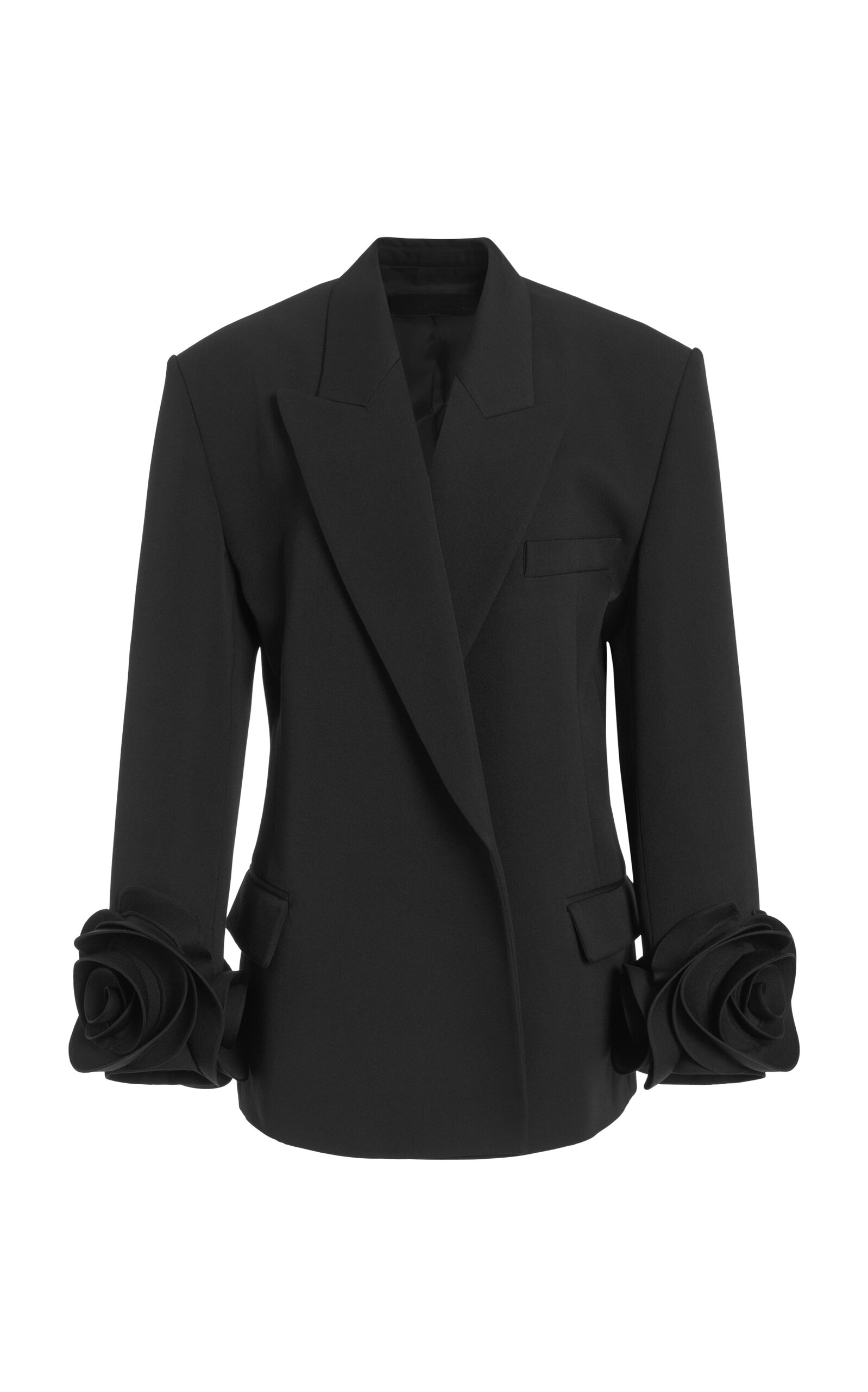 Valentino Rosette-detailed Virgin-wool Blazer In Black