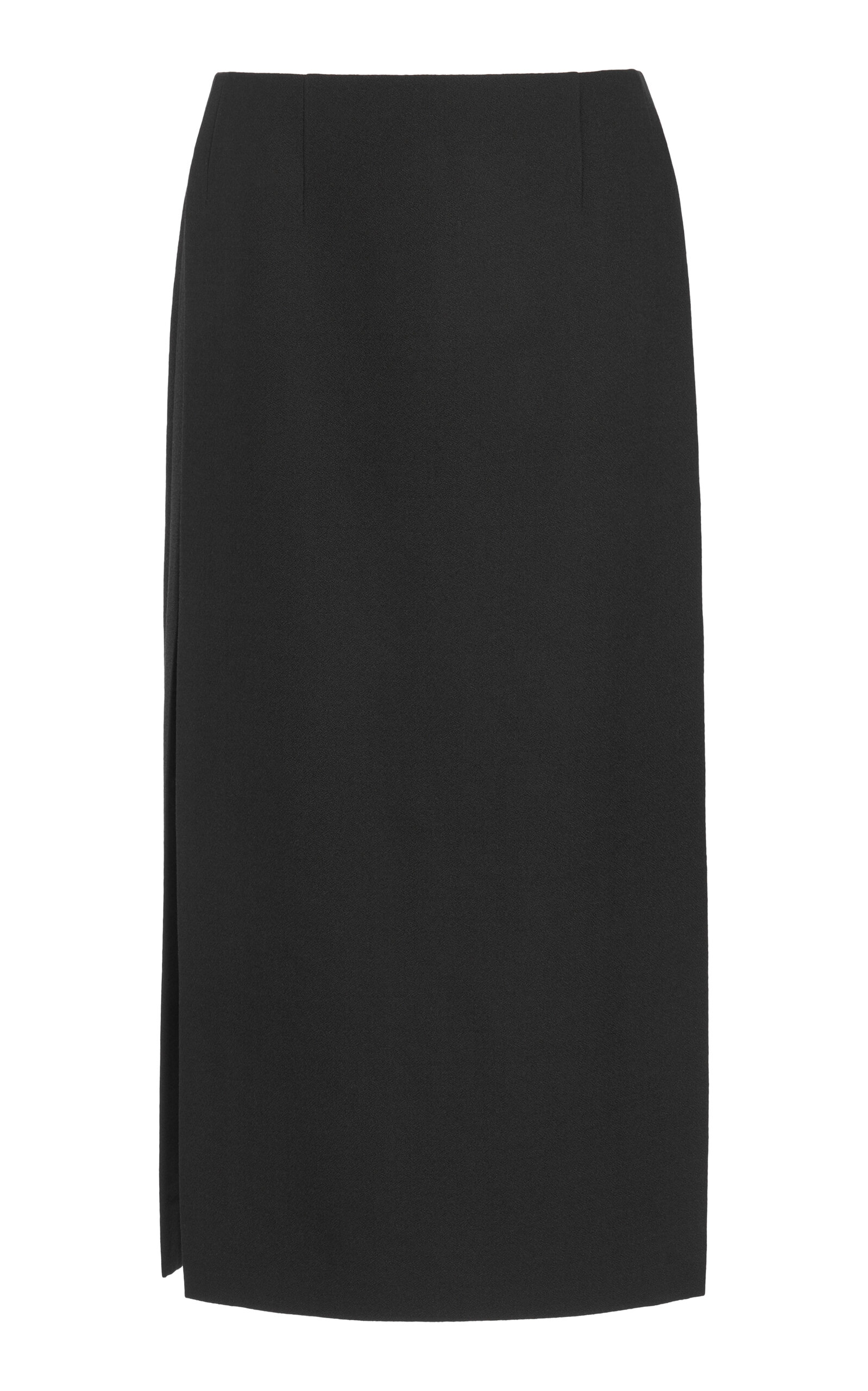 Valentino Side-slit Virgin-wool Midi Skirt In Black