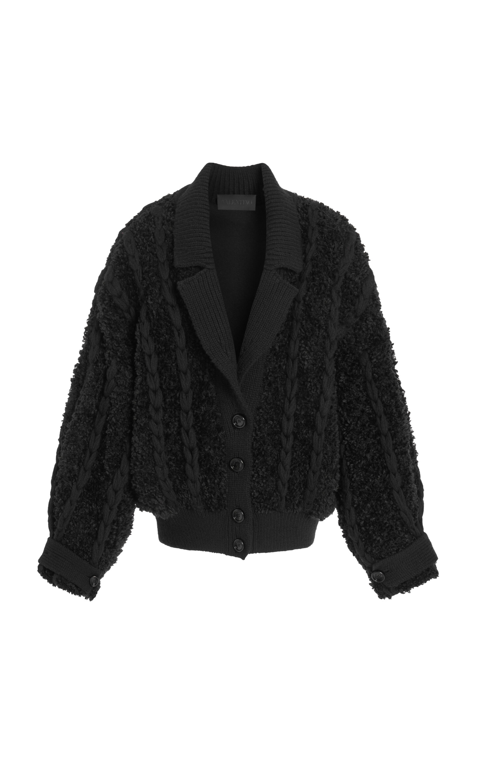 VALENTINO TEXTURED KNIT MOHAIR-BLEND CARDIGAN