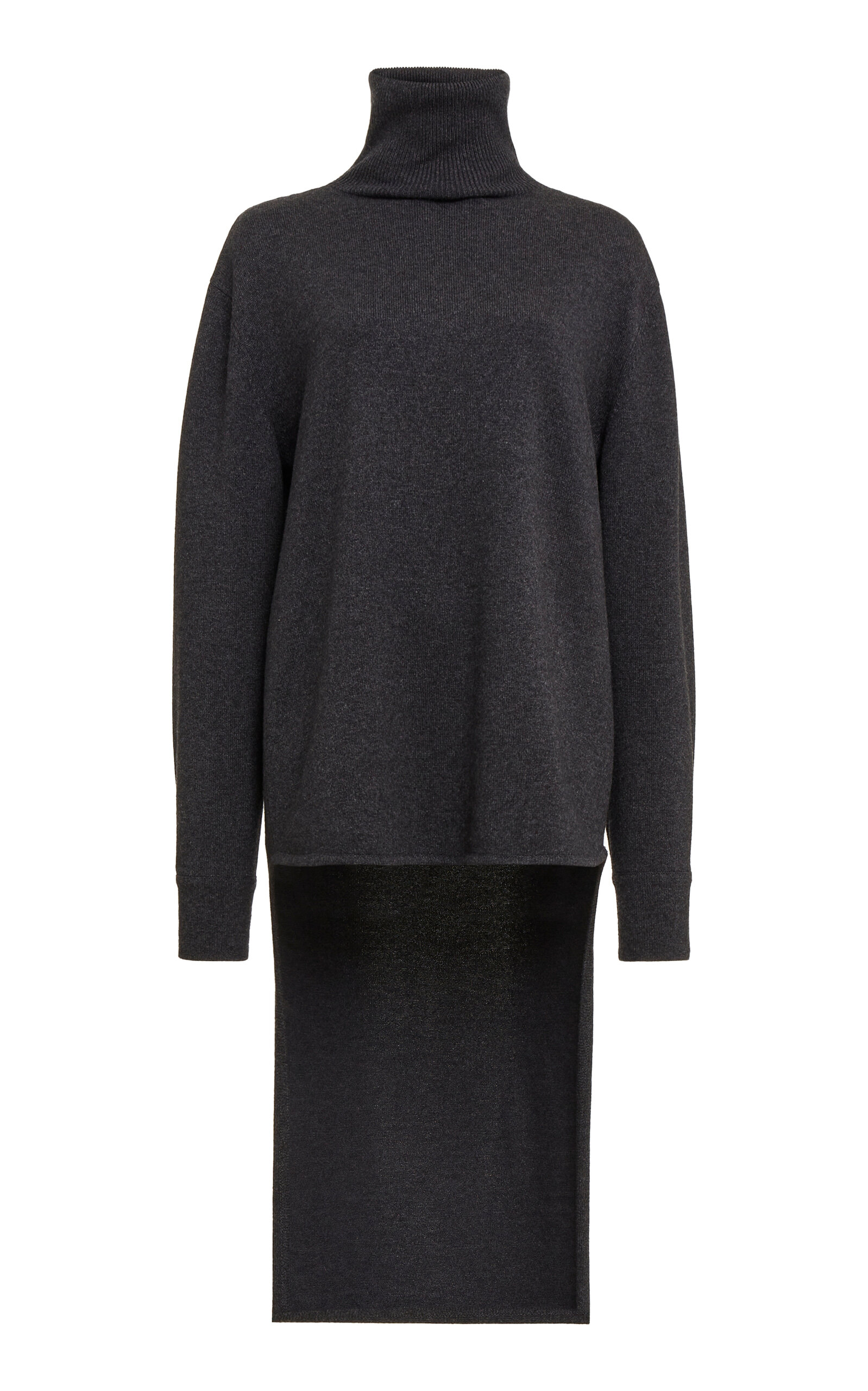Givenchy Turtleneck Long-back Wool-cashmere Sweater In Grey