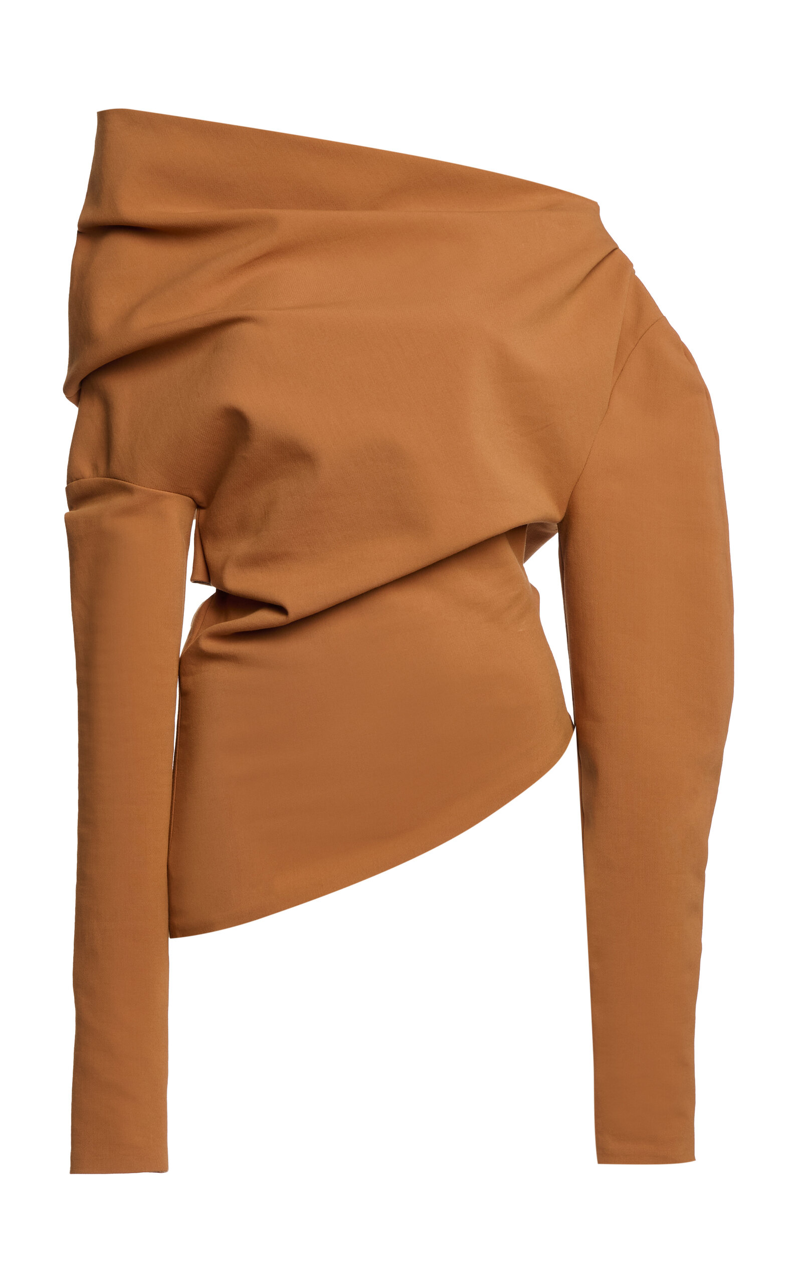 A.w.a.k.e. Cotton Off-the-shoulder Knit Top In Orange